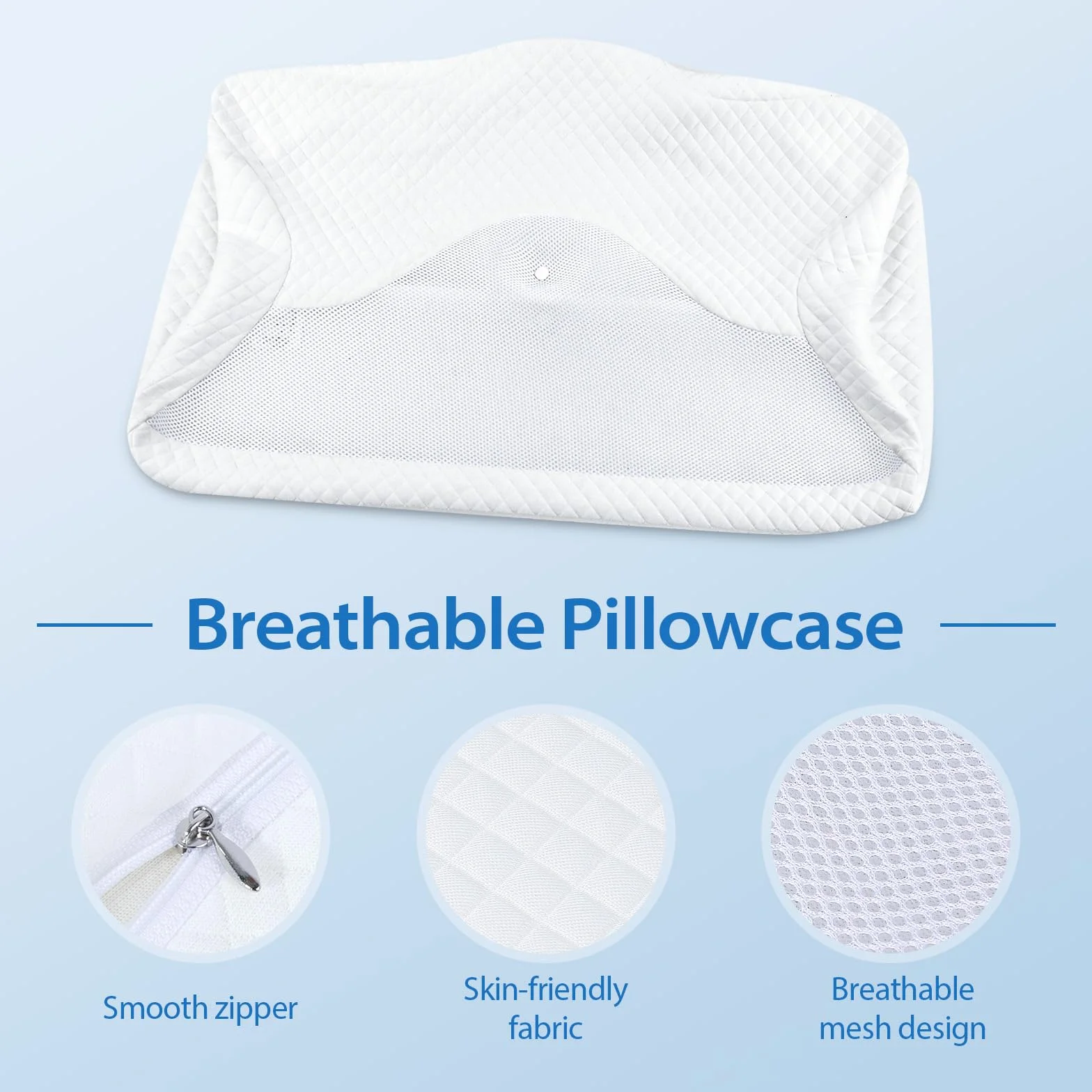 HOMCA Zapasowa poszewka na poduszkę z pianki memory foam, nadająca się do prania, biała, do poduszek HOMCA 70x40x8,5/14