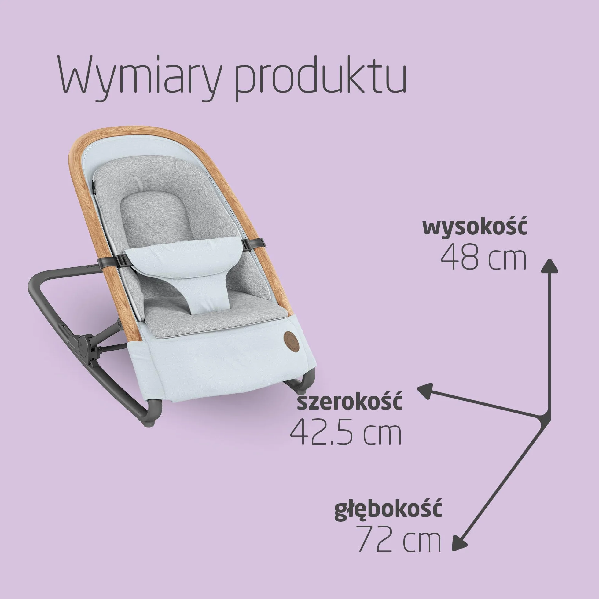 Maxi-Cosi Leżaczek Kori 2 w 1, lekki bujaczek z przytulną wkładką dla niemowląt, 0–9 kg, Essential Grey