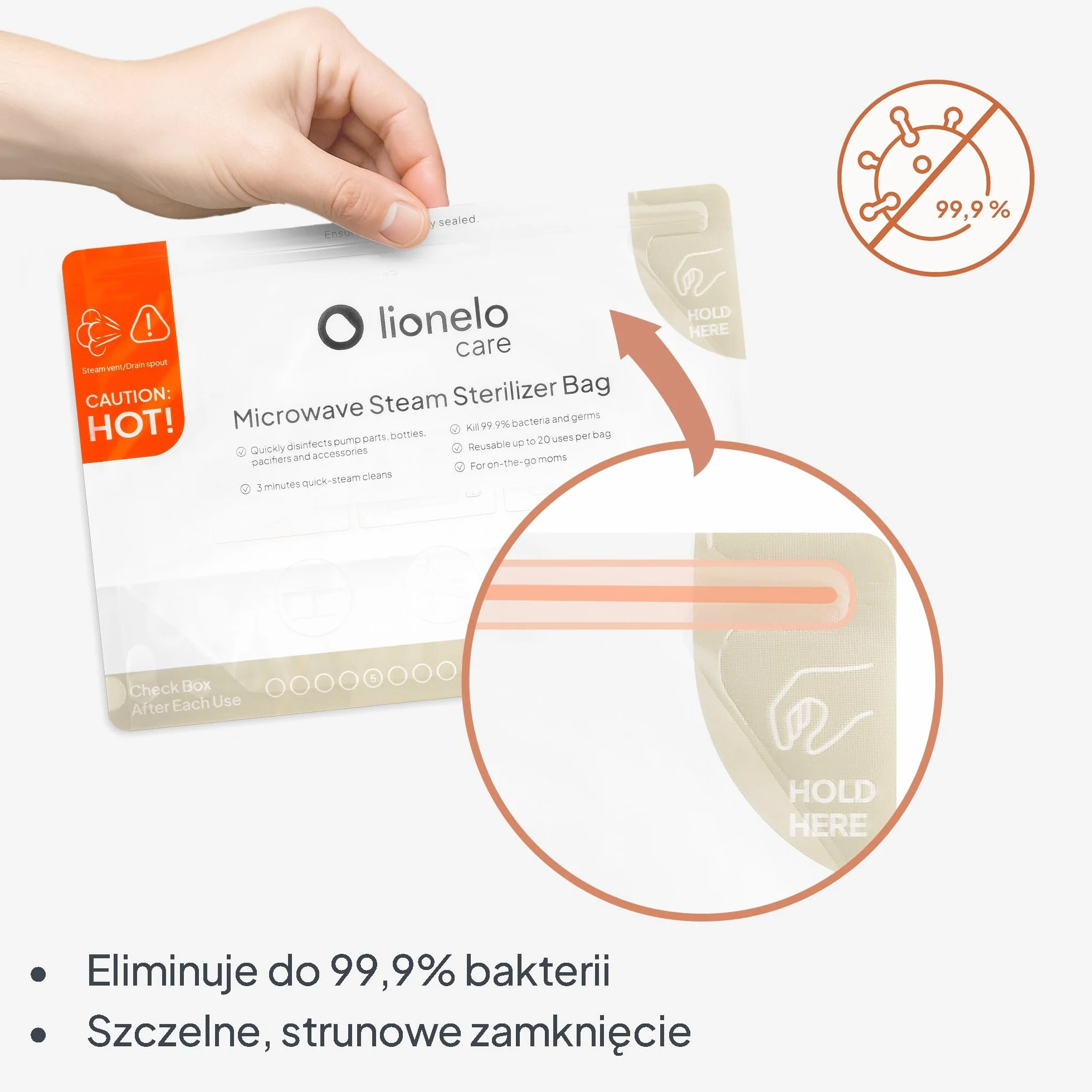 Lionelo Torebki do Sterylizacji Parowej ThermBag do Mikrofalówki, Sterylizator do Butelek dla Niemowląt, Smoczków, Laktatora, Podróżny, Woreczki 16 szt. Wielorazowe
