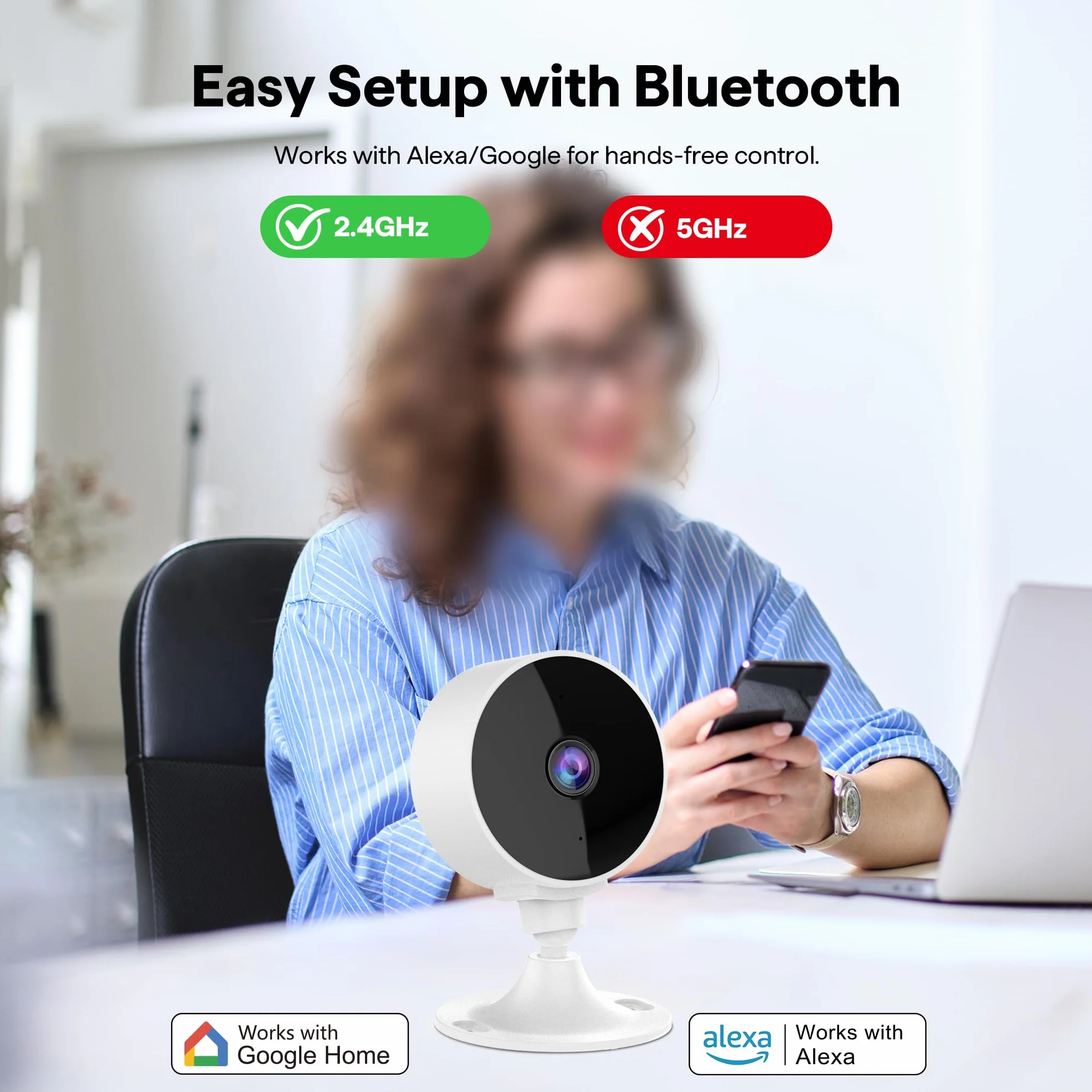Kamera Wewnętrzna 2K 3MP, WiFi Niania i Kamera dla Zwierząt z Wykrywaniem Ruchu, Dwukierunkowy Dźwięk, Nocne Widzenie, Kompatybilna z Alexa i Google Assistant, SD/Cloud, Tylko WiFi 2,4GHz