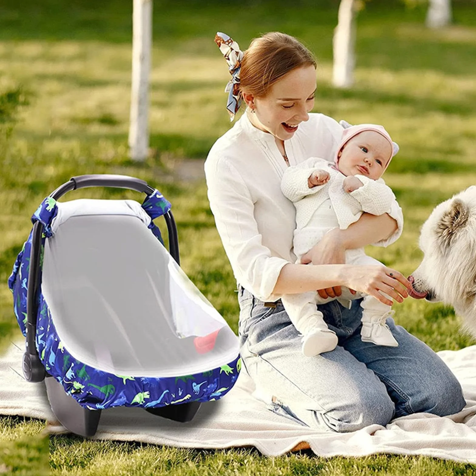 Kids Car Seat Cover, Travel Carrier Canopy, Kick Proof Protection, Double Layer Window Design, Soft & Breathable, Perfect for Boys, Girls, and Children Comfort