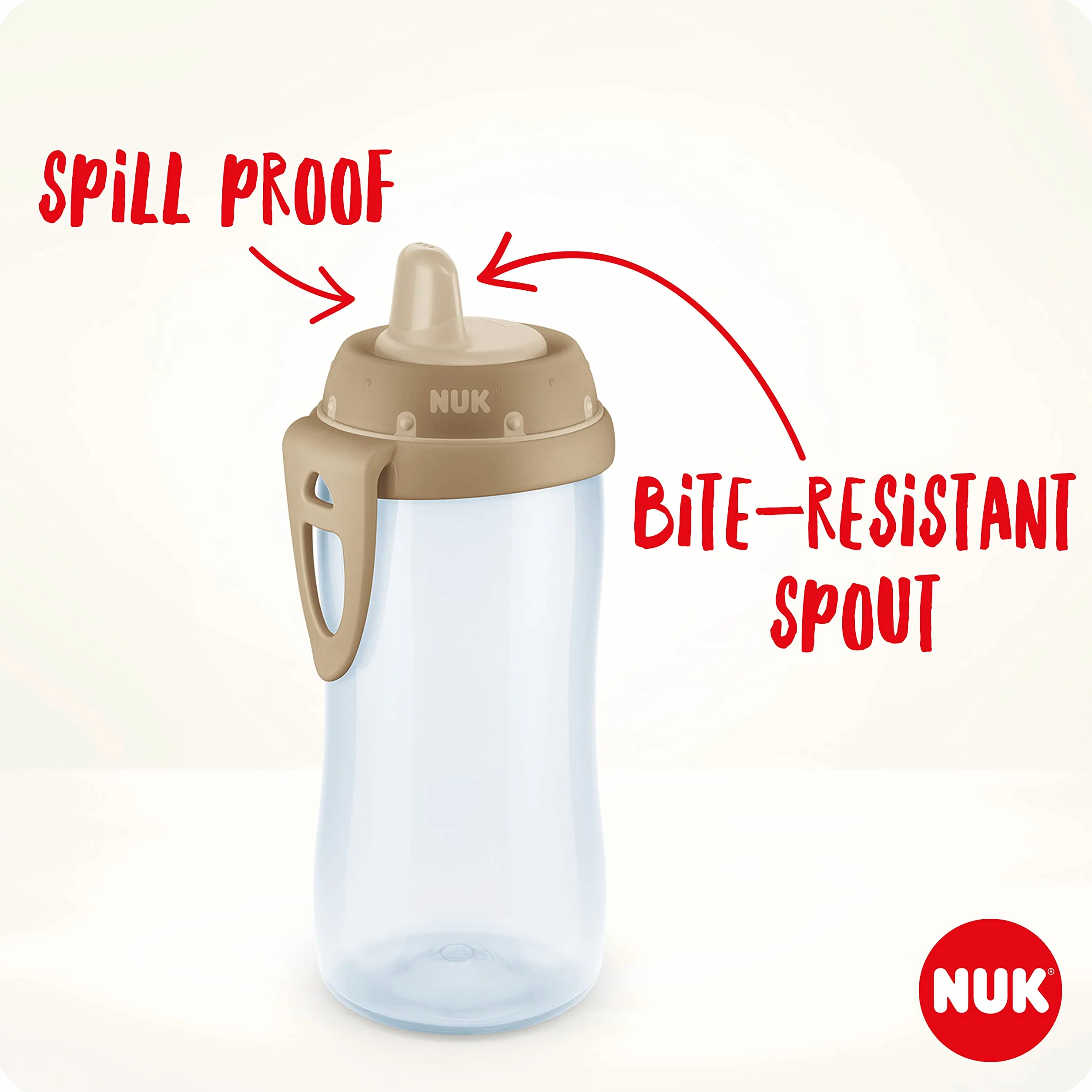 Kubek dla niemowlaka NUK Kiddy Cup | 12m+ | 300 ml | Szczelny utwardzany dzióbek do picia | Klips i ochronna przykrywka | Nie zawiera bisfenolu A | Żółty