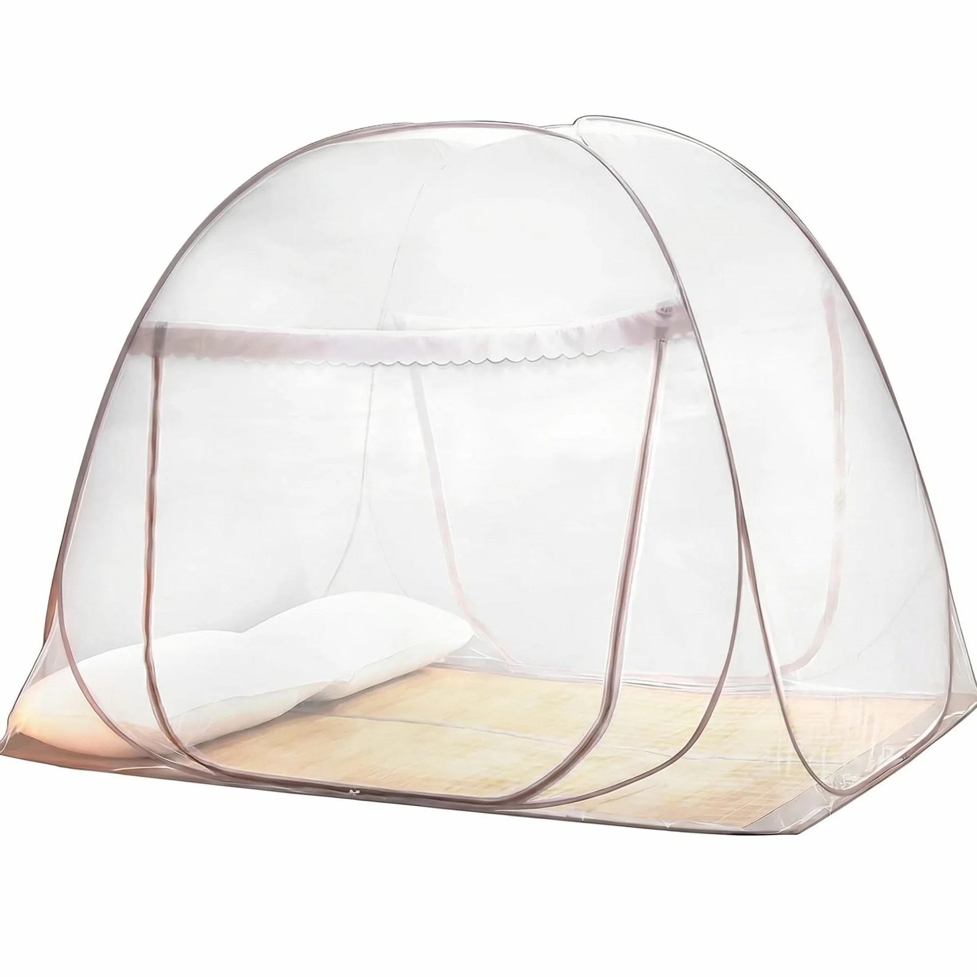 QWORK® Moskitiera do łóżka, moskitiera Pop Up, składana moskitiera z podwójnymi drzwiami, 150x200x150cm