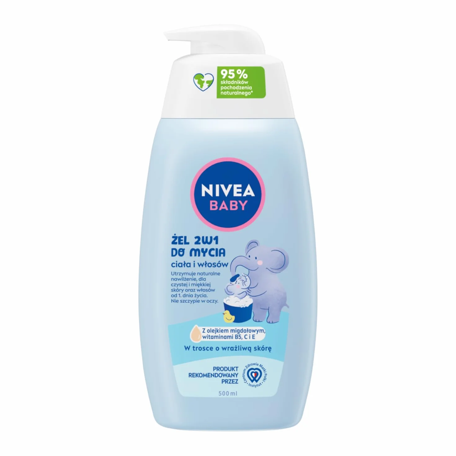 NIVEA BABY Żel 2w1 do Mycia Ciała i Włosów, 500 ml z Pompką