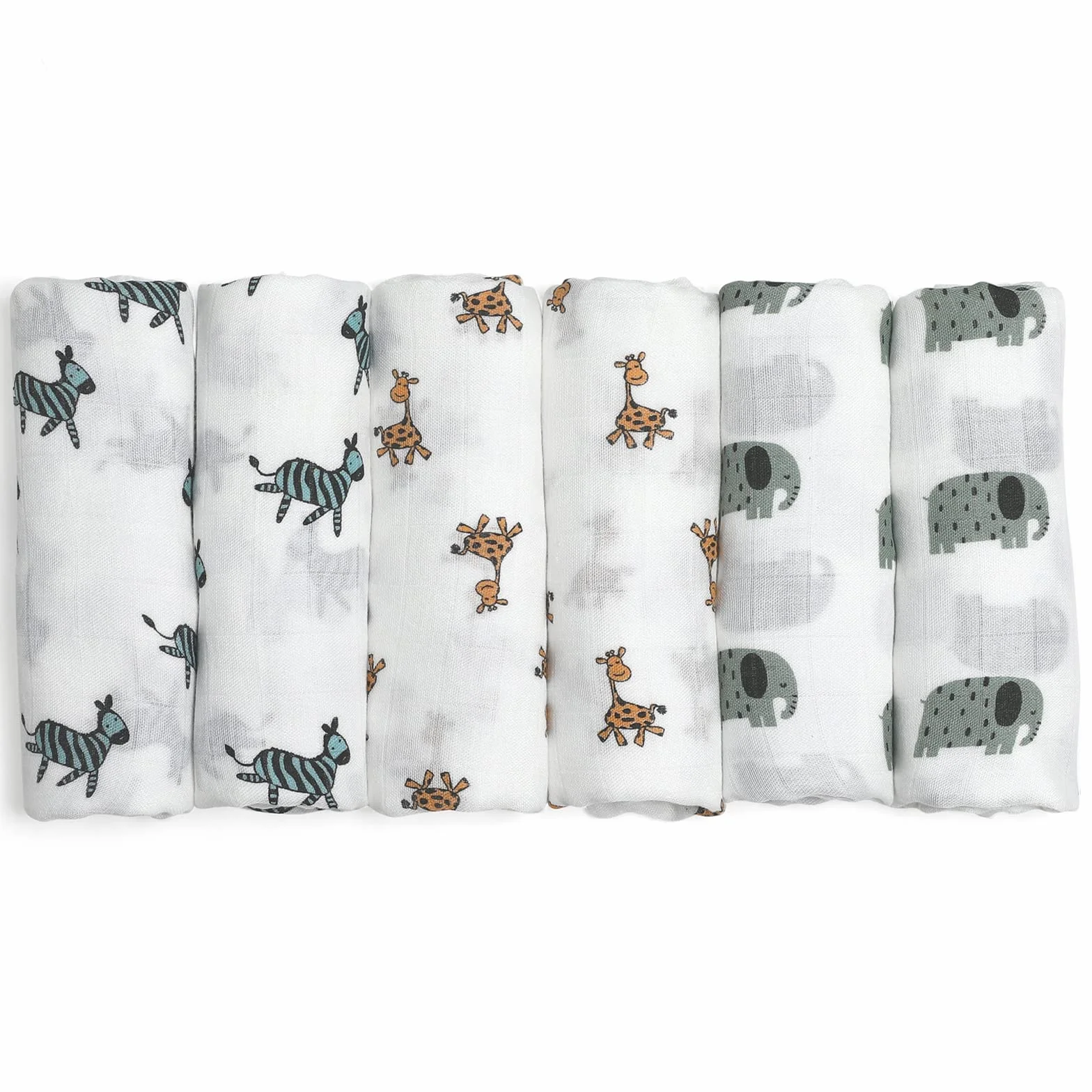 GLLQUEN BABY Zestaw 6 szyfon z bawełny organicznej, 70 x 70 cm Kwadraty szyfonowe uniwersalne: Koc do owijania, śliniaczek, bardzo miękki, oddychający, prezent z okazji narodzin dziewczynki i chłopca