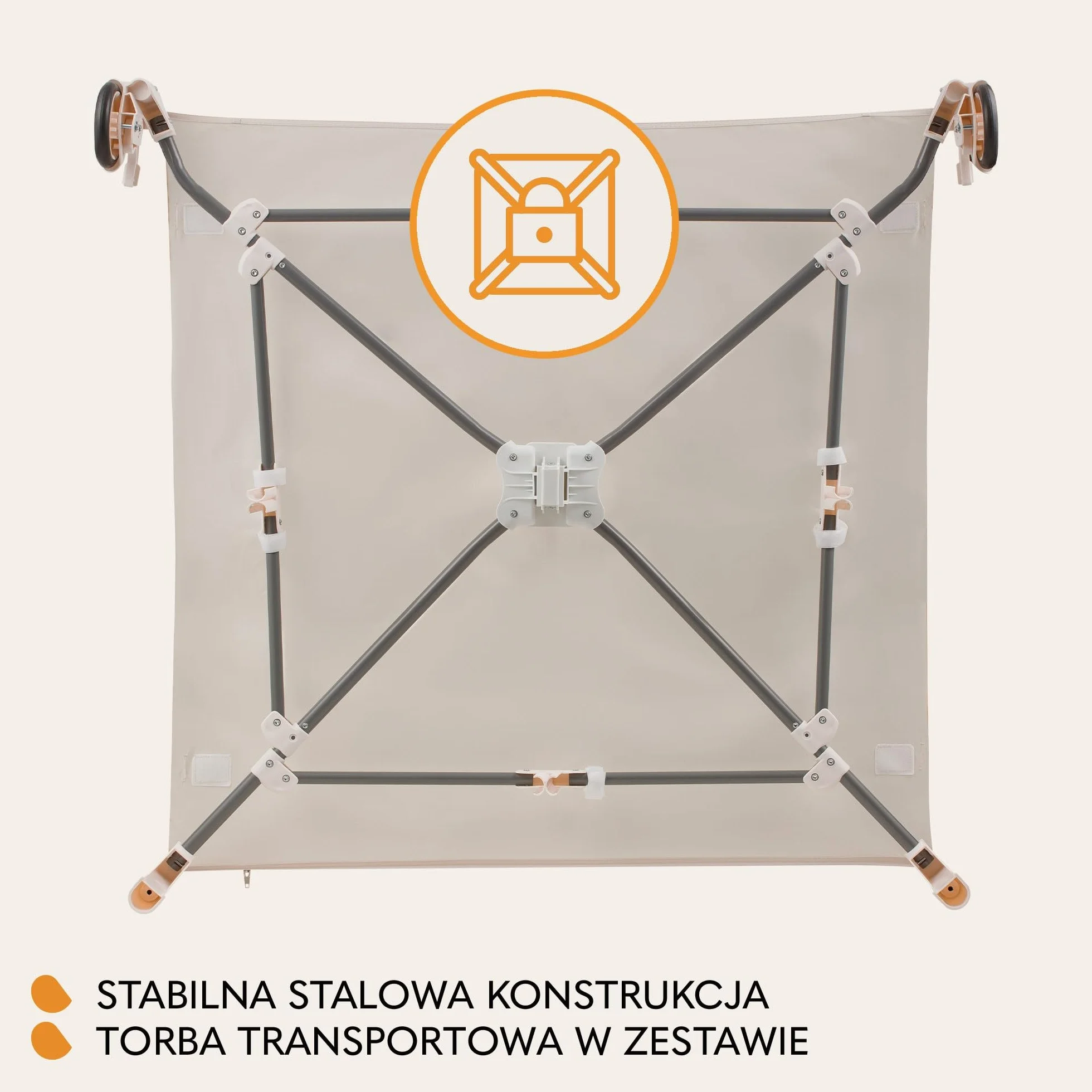 LIONELO BONNIE Kojec Dziecięcy do15 kg, od Urodzenia do 36 miesięcy Boczne Wejście na Zamek, Boki z Przewiewnej Siatki, Szybkie Składanie, Koła z Hamulcem, Torba do Przenoszenia (Beżowy)