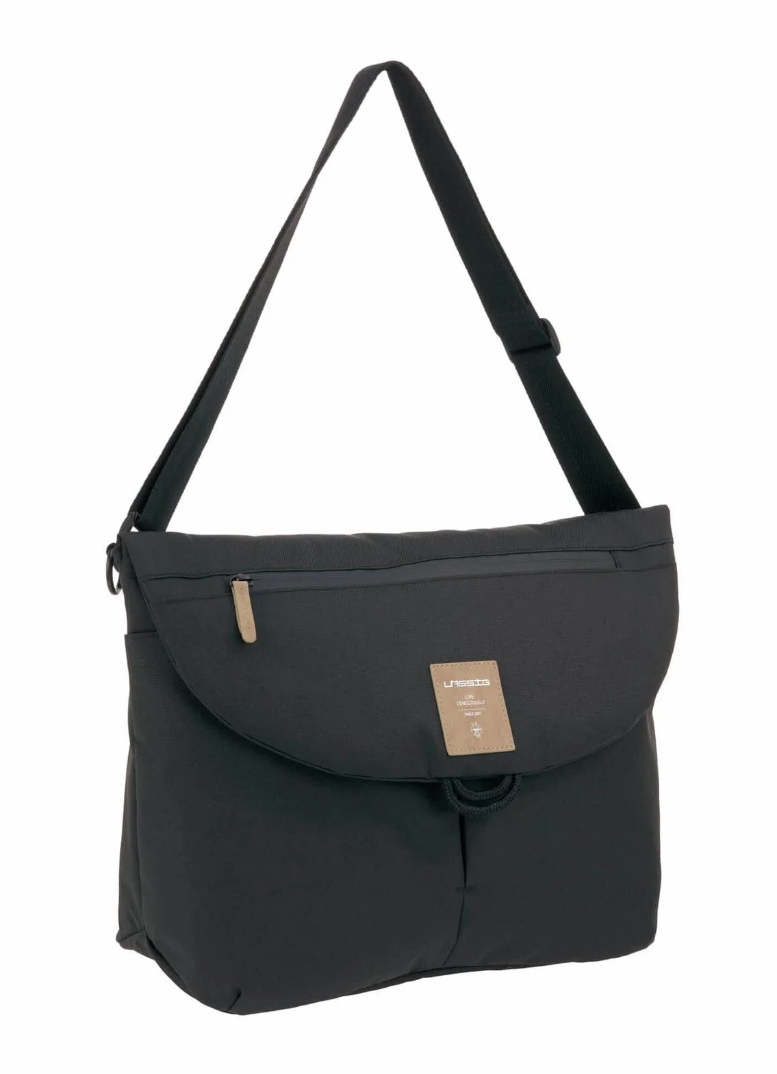 LÄSSIG Torba do przewijania niemowląt z akcesoriami/zieloną metką Manu Messenger Bag czarna