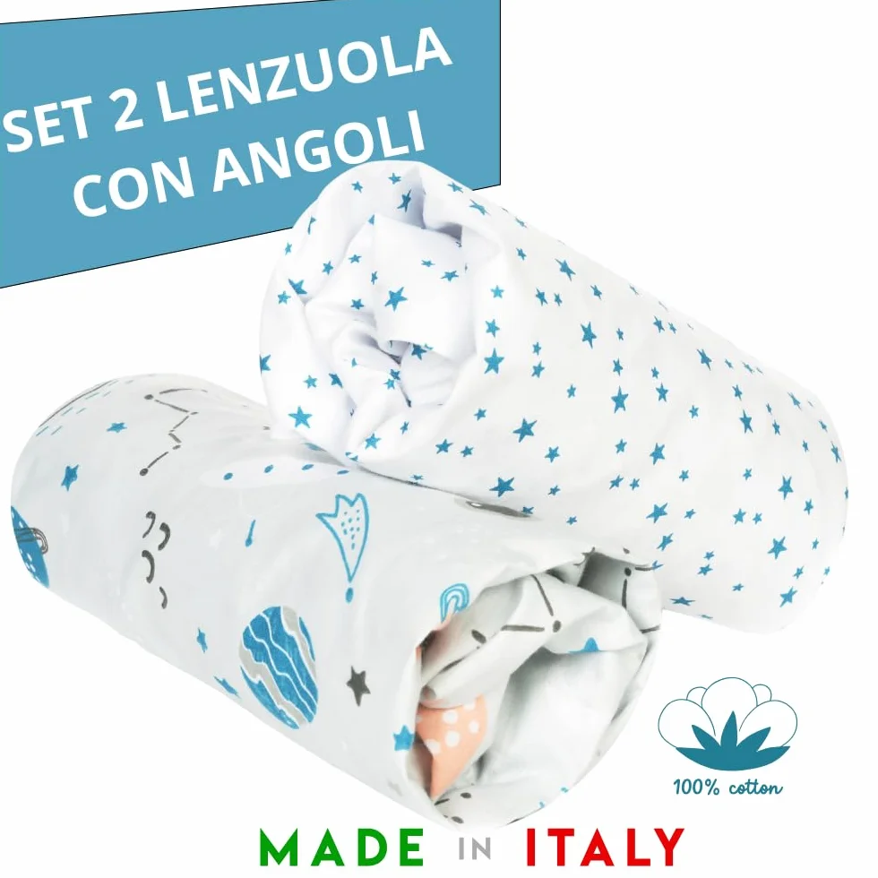 Flyideas Prześcieradło z Gumką do łóżeczka Dziecięcego 60 x 120 cm, 100% Bawełna, dla Niemowląt, Pościel dla Niemowląt, Rozmiar: 120 x 60 cm