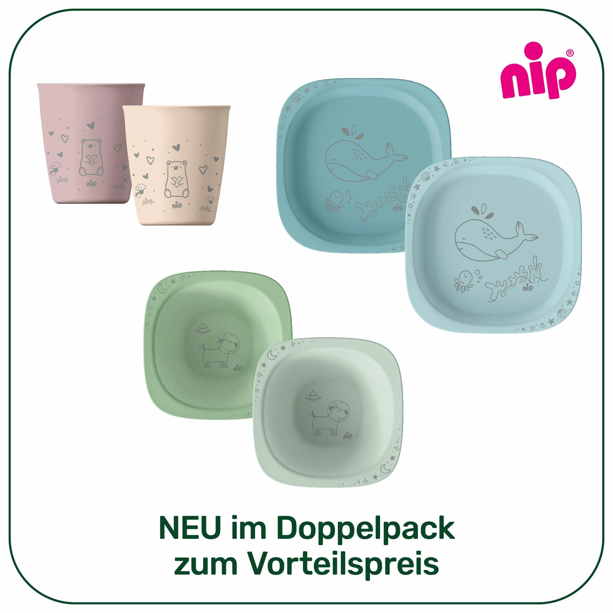 nip Kubek do picia | Trwały i wytrzymały kubek z zaokrągloną krawędzią dla dzieci w wieku od 12 miesięcy i starszych, ergonomiczny, wykonany z ponad 90% surowców odnawialnych | 2 sztuki, różowy