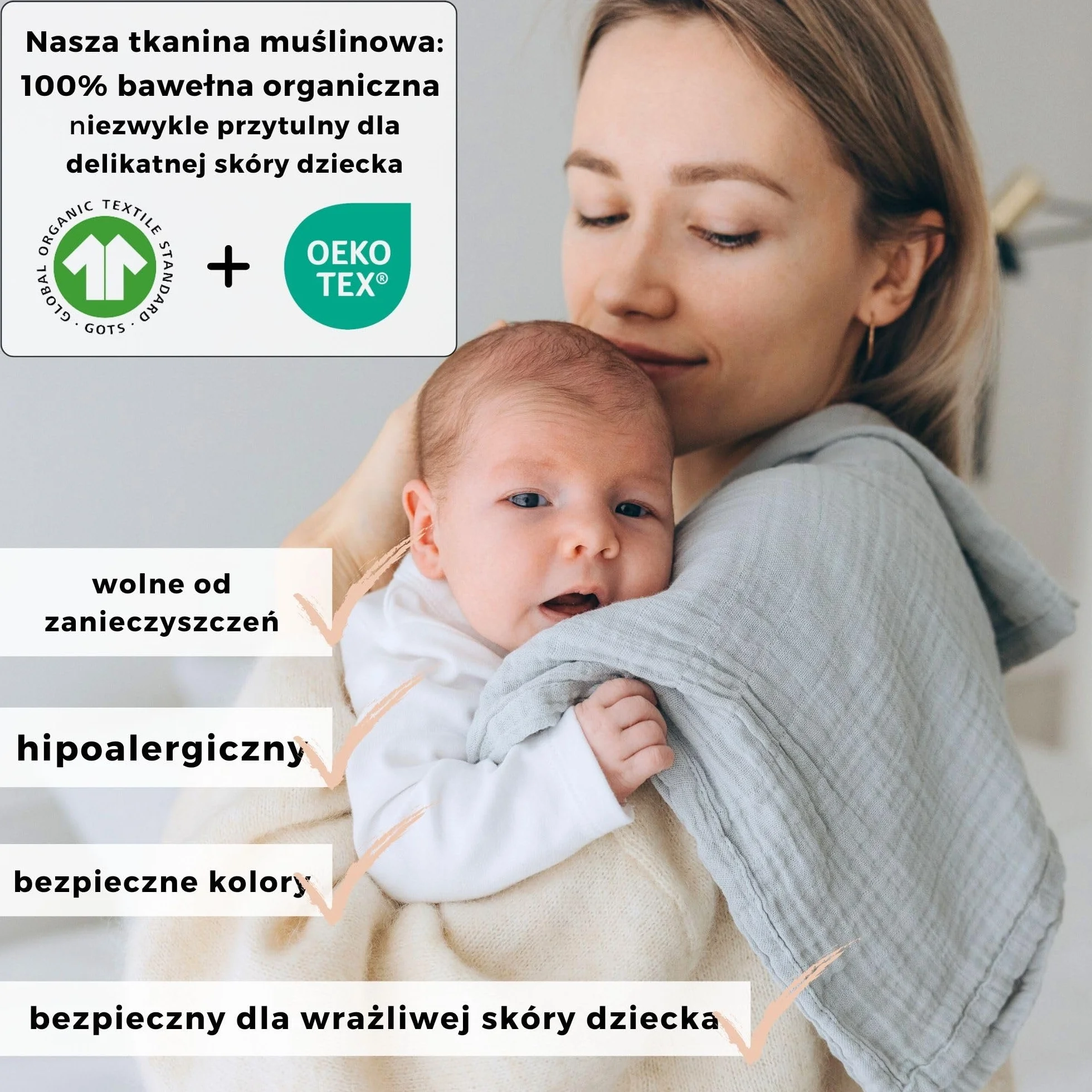 Przewijać Dziecko, 80x80 cm GOTS (wykonane z bawełny organicznej) ściereczki muślinowe dla niemowląt | chłonne, wielokrotnego użytku kwadraty do burp cloth