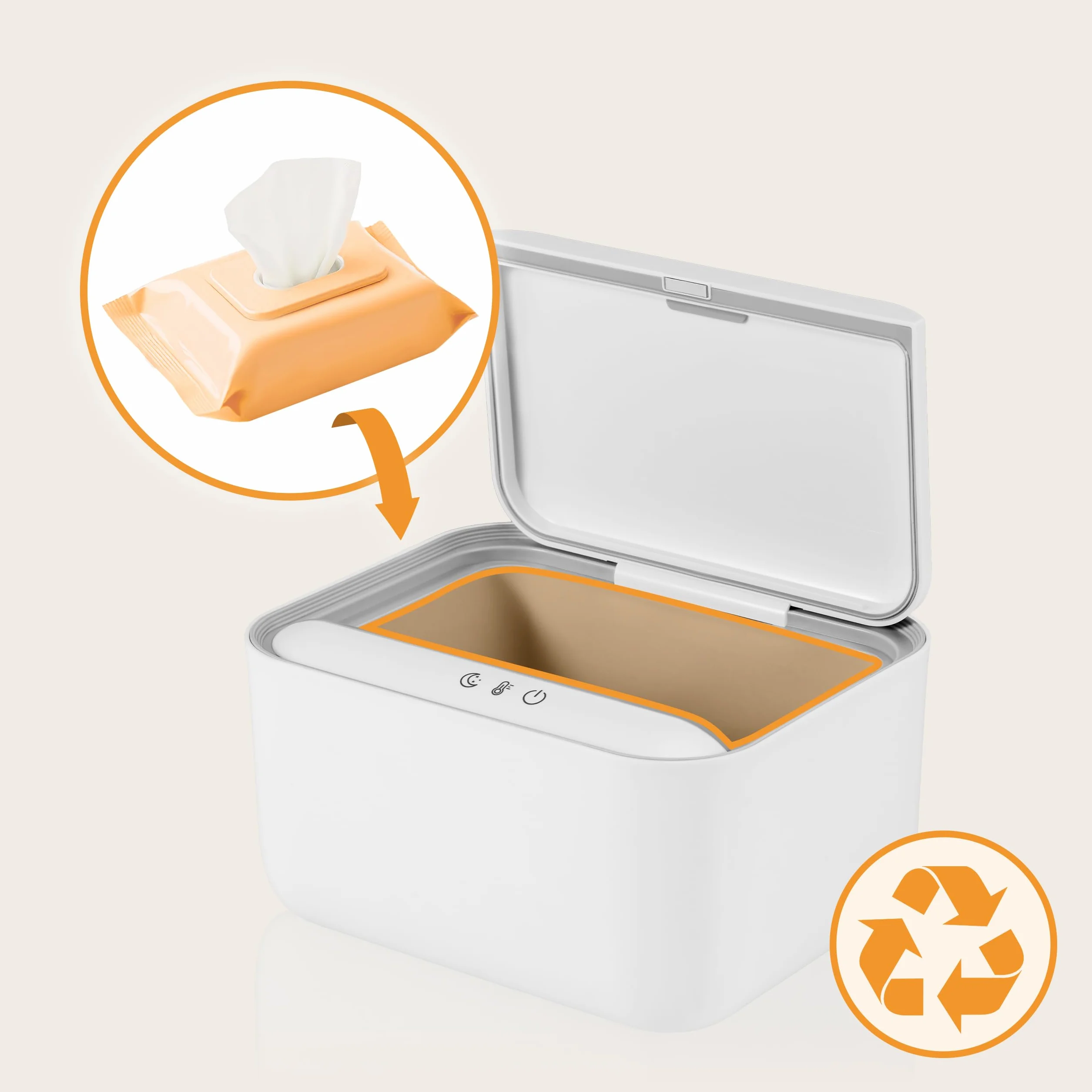 Lionelo BABYBLISS Podgrzewacz do Chusteczek i Małych Ręczników 20W dla Niemowląt, Wbudowana Lampka Nocna, 3 Poziomy Podgrzewania, Dotykowy Panel, Utrzymuje Wilgotność Chusteczek