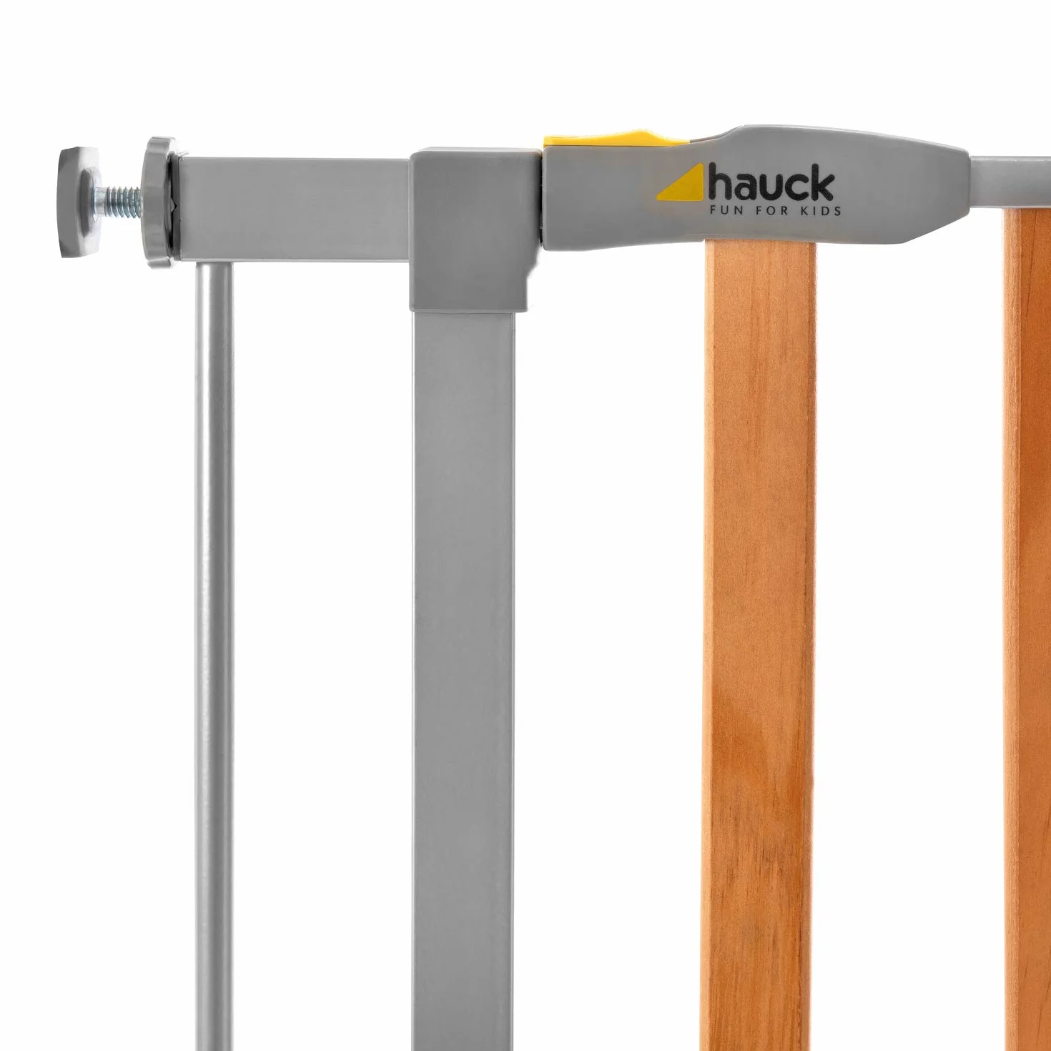 Hauck Brama drzwi/osłona schodów dla dzieci Drewniana blokada 2 Brama bezpieczeństwa z przedłużeniem 9 cm/bez wiercenia/84 - 89 cm szerokość/rozszerzalna/metalowa kratka drewniana