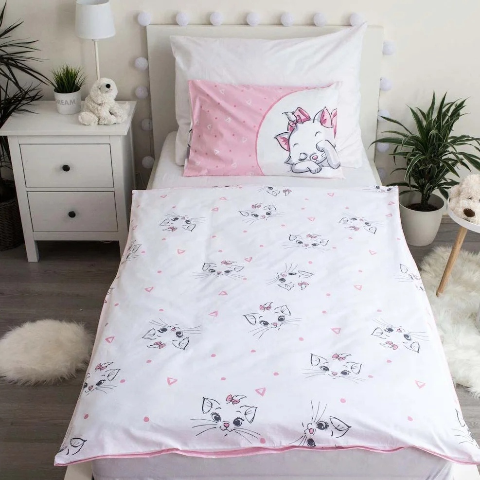 Disney Aristocats zestaw pościeli dla małych dzieci jasnoróżowy z kotem Marie