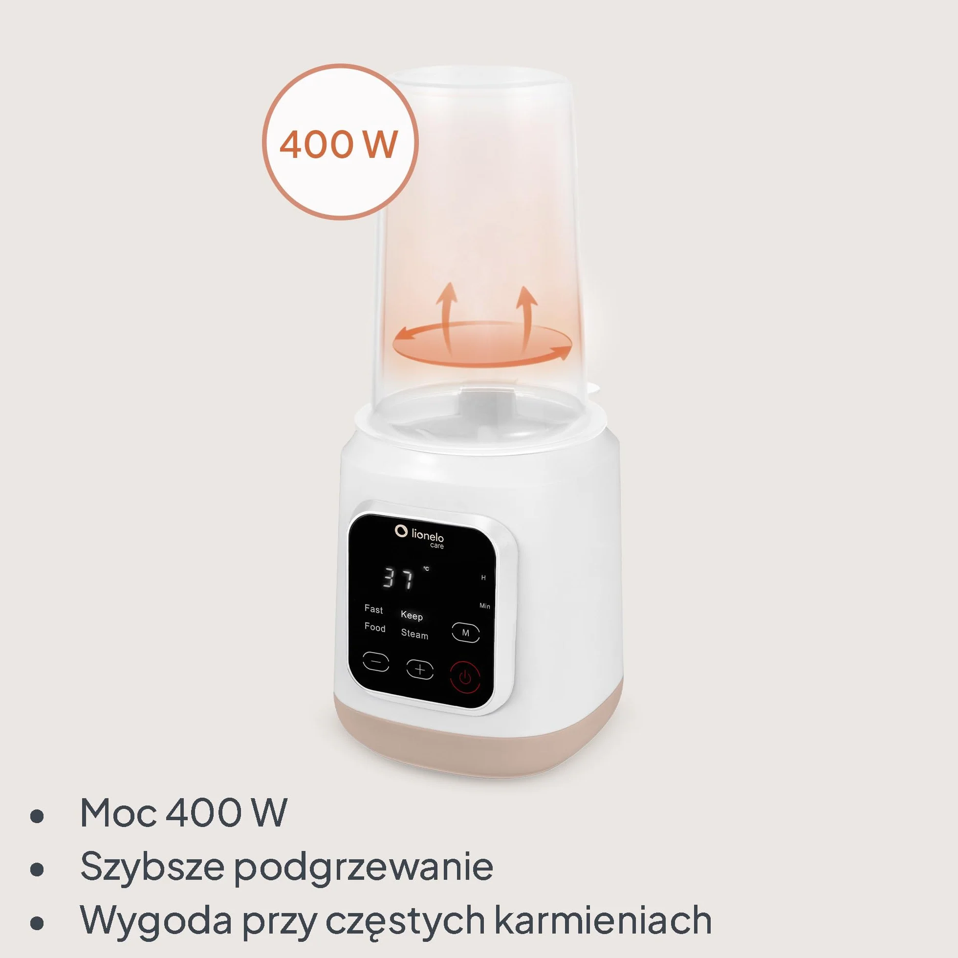 Lionelo Thermup 3.0 Elektryczny podgrzewacz do butelek dla niemowląt 6 w 1 ze sterylizatorem – podgrzewanie, rozmrażanie i sterylizacja posiłków dla niemowląt, 400 W, wyświetlacz dotykowy, 35-100 °C