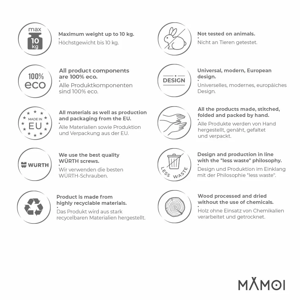MAMOI® Wieszak na ubrania dla dzieci | Drążek na ubrania | Garderoba dla dzieci | Przechowywanie ubrań | Wieszak do pokoju dla dzieci | 100% ECO | Wyprodukowano w UE