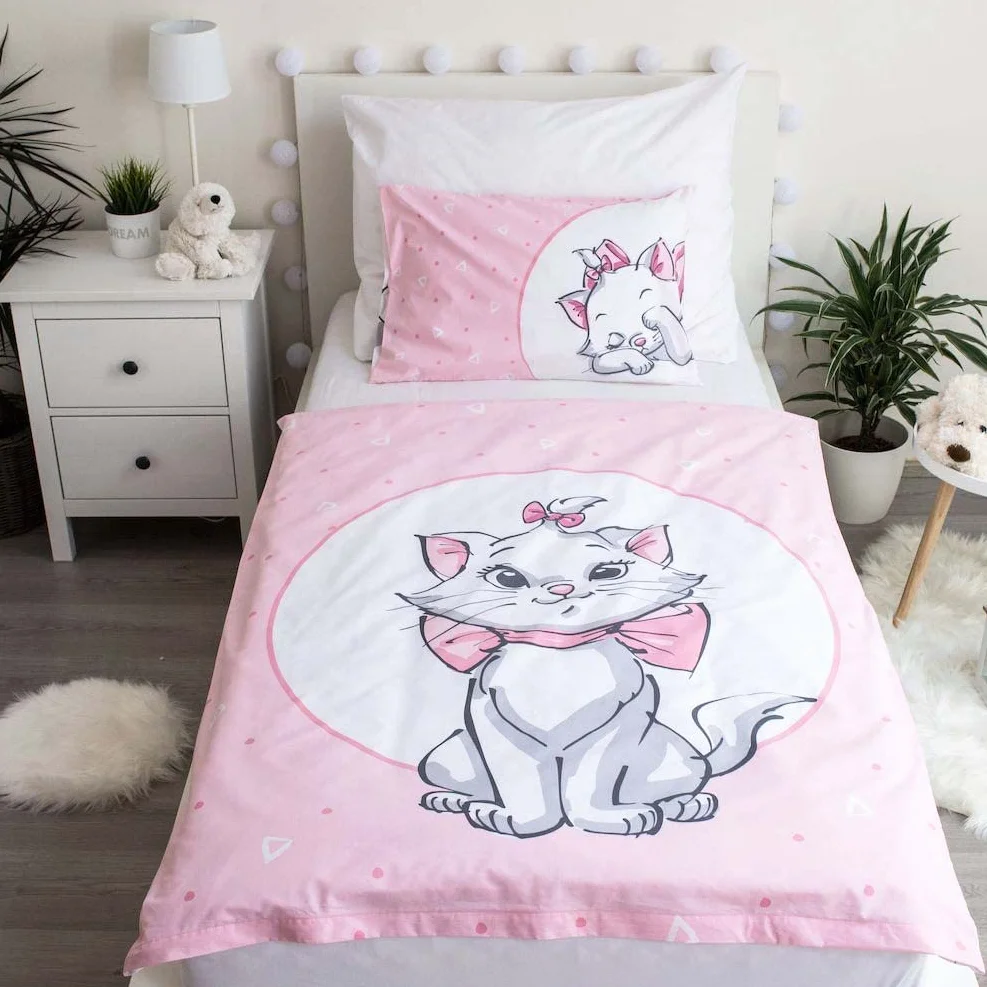 Disney Aristocats zestaw pościeli dla małych dzieci jasnoróżowy z kotem Marie