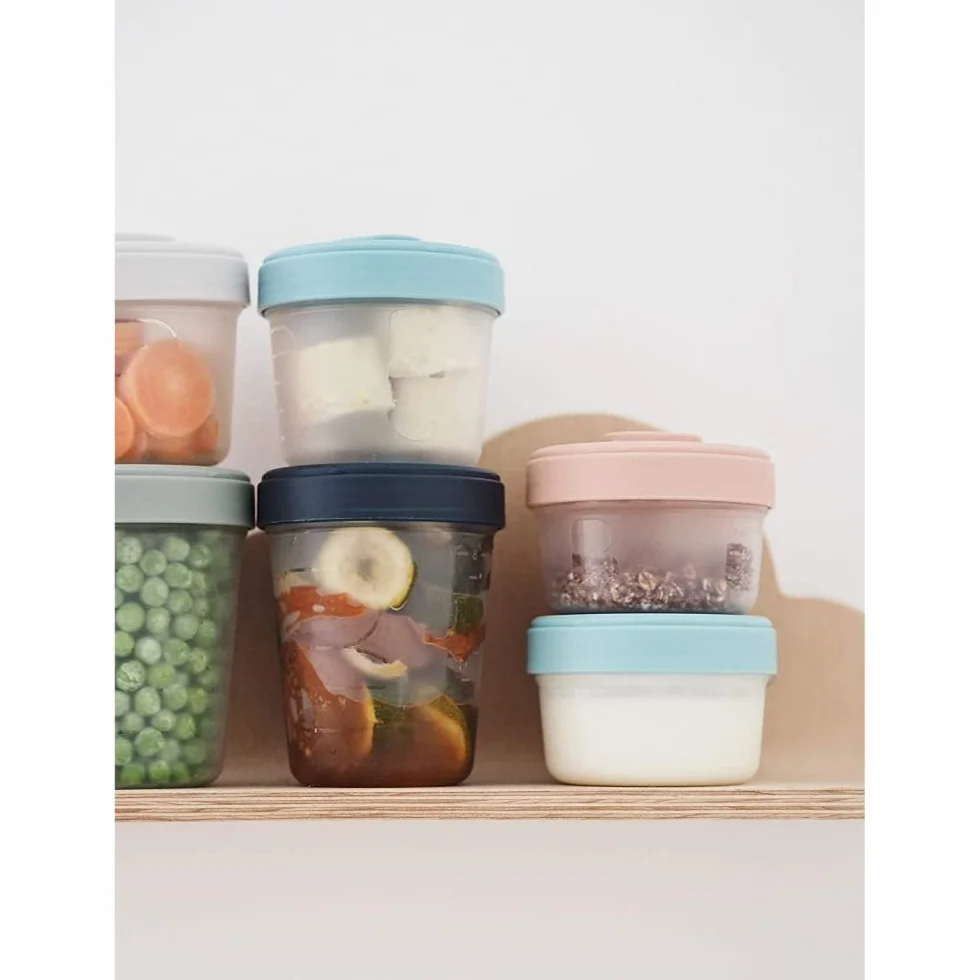 BÉABA, Zestaw 6 pojemników do przechowywania, klipsy, pojemniki do układania w stos, 100% hermetyczne, zamrażanie, mleko matki, 6 x 250 ml
