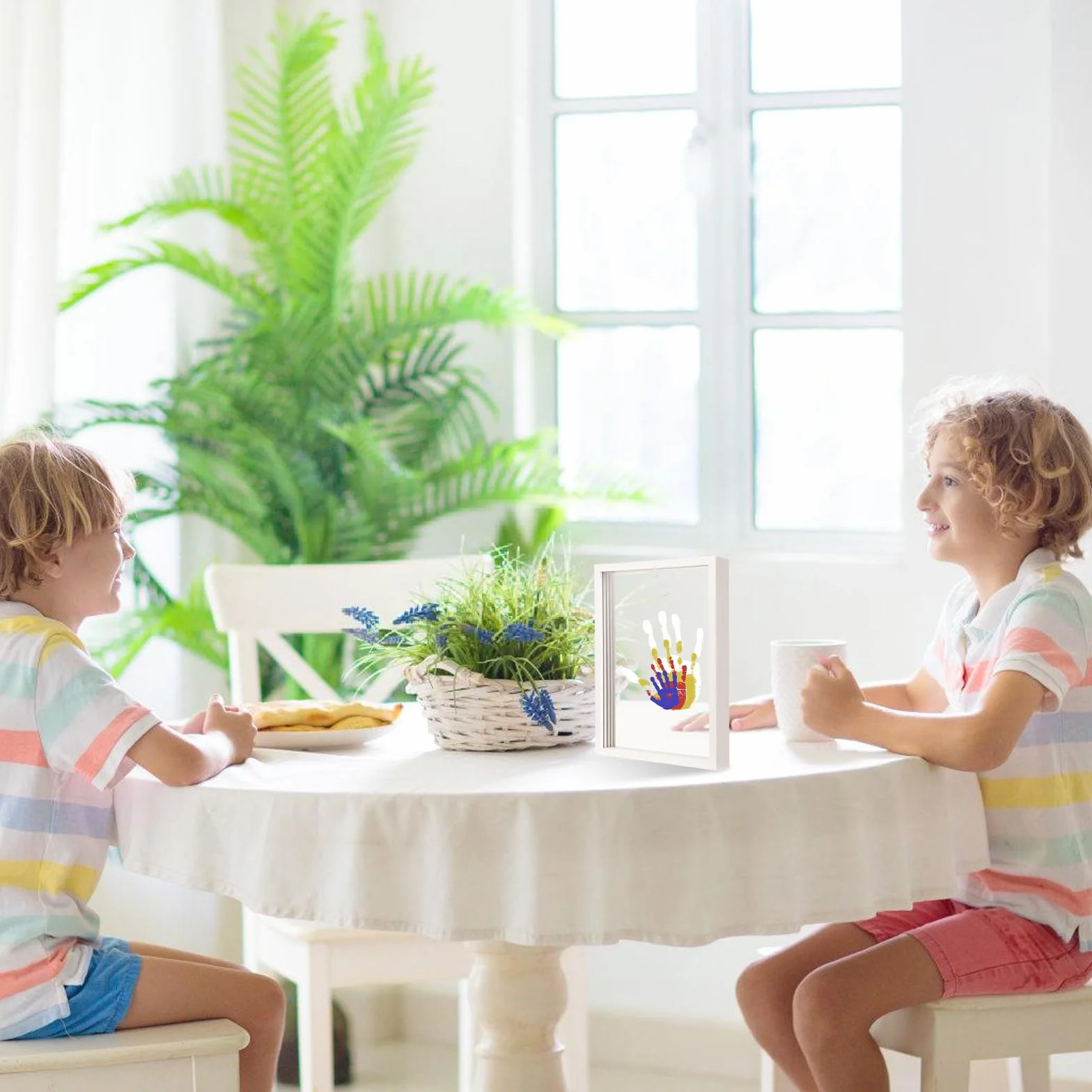 Rodzinny zestaw do odciski dłoni, zestaw ramek na zdjęcia dla niemowląt, ramka na zdjęcia Clear Family, wielokolorowa, "zrób to sam", do majsterkowania, z drewna (6 kolorów)
