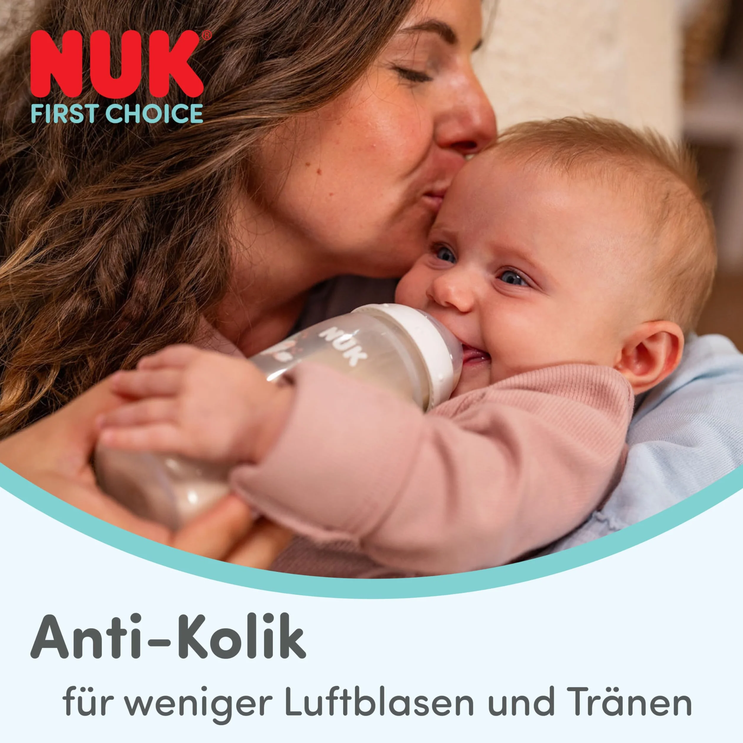 NUK First Choice Butelka dla niemowląt | 3+ miesiące | 300 ml | Butelka przeciwkolkowa | PP | Wskaźnik kontroli temperatury | Wieloryb | 1 sztuka
