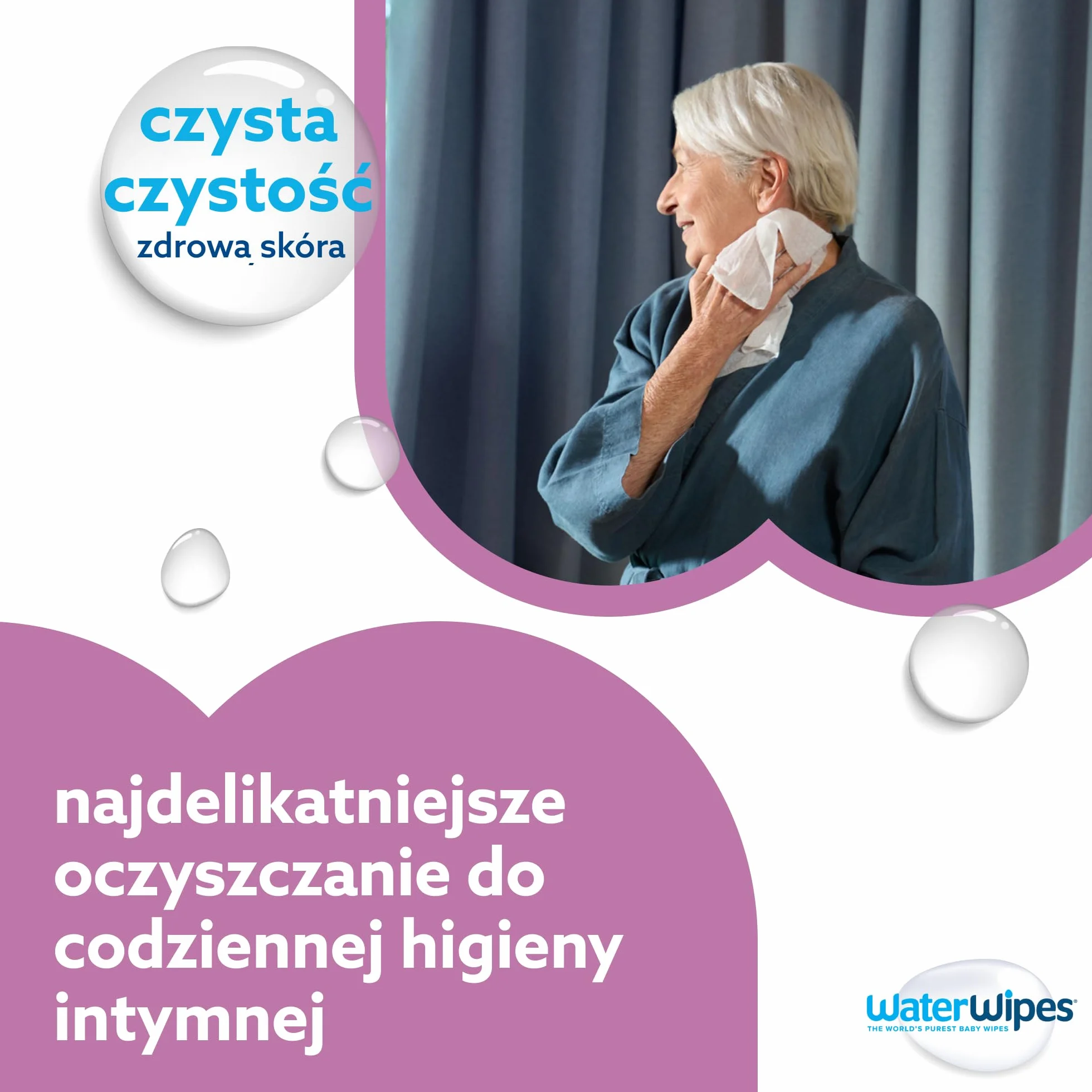 WaterWipes Sensitive+ Body & Intimate Wipes, Chusteczki nawilżające, 90 sztuk (opakowanie 3) – 3 w 1: delikatnie oczyszczają, pielęgnują i nawilżają. 99% wody z aloesem, bezzapachowe