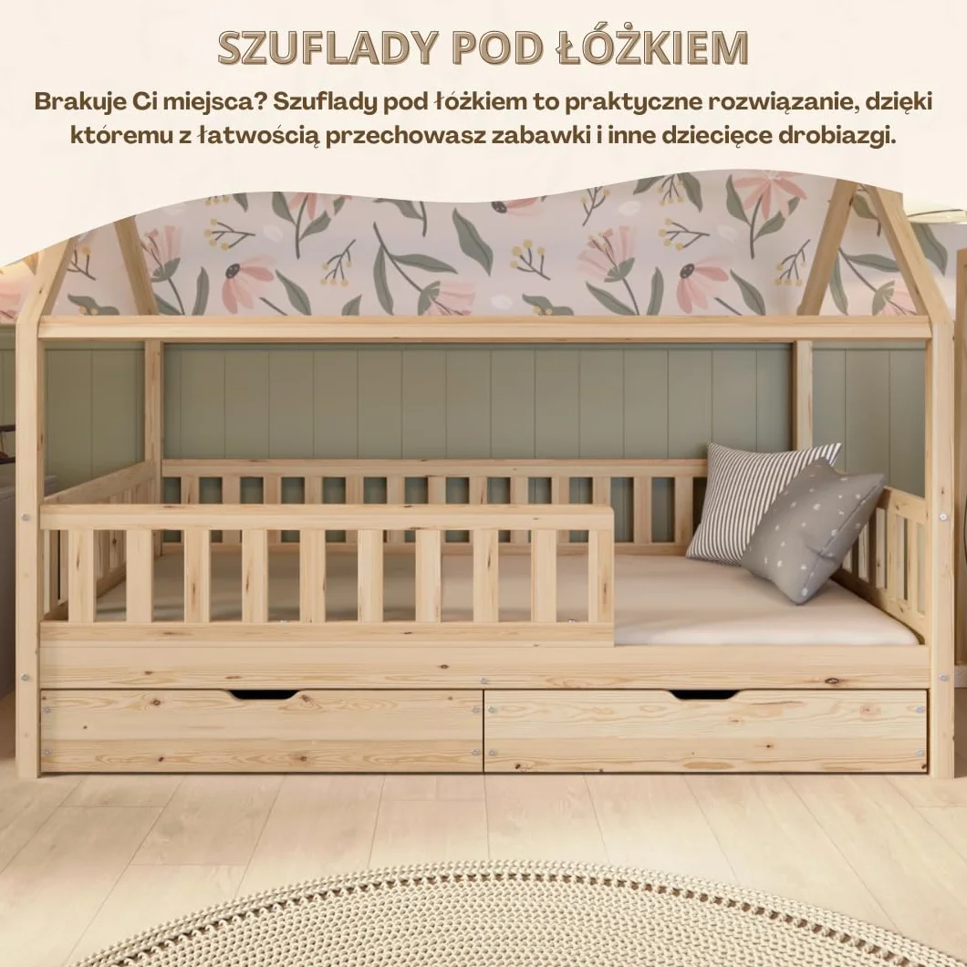 Crazy Blanco 160x80 naturalne drewno + szuflady