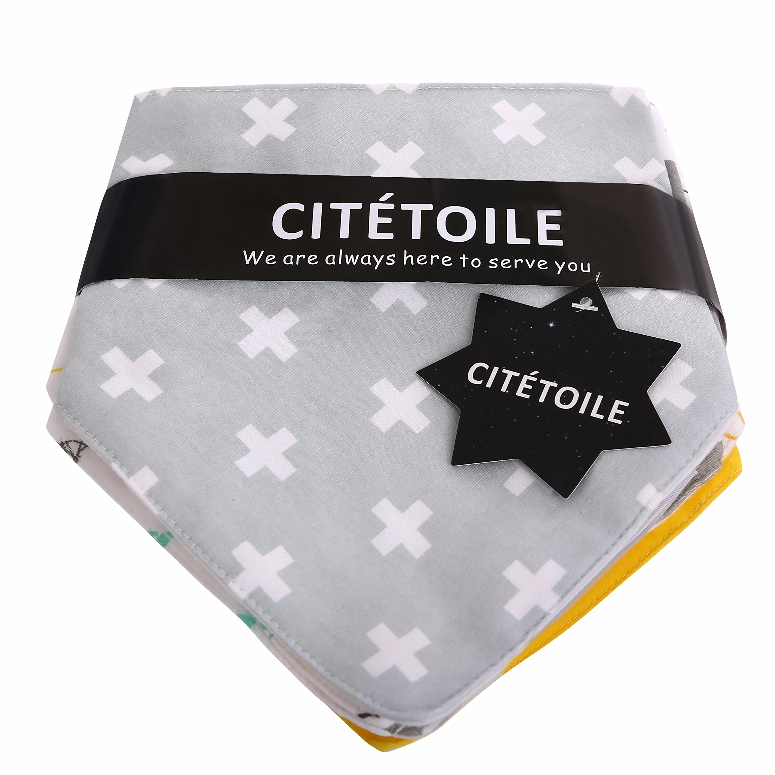 CITÉTOILE Śliniaki dla niemowląt, uniseks, chusta, zestaw bawełniany, prezent na ząbkowanie, miękkie, chłonne, z regulowanym zapięciem na zatrzask, stylowy wzór, 8 szt., model 01