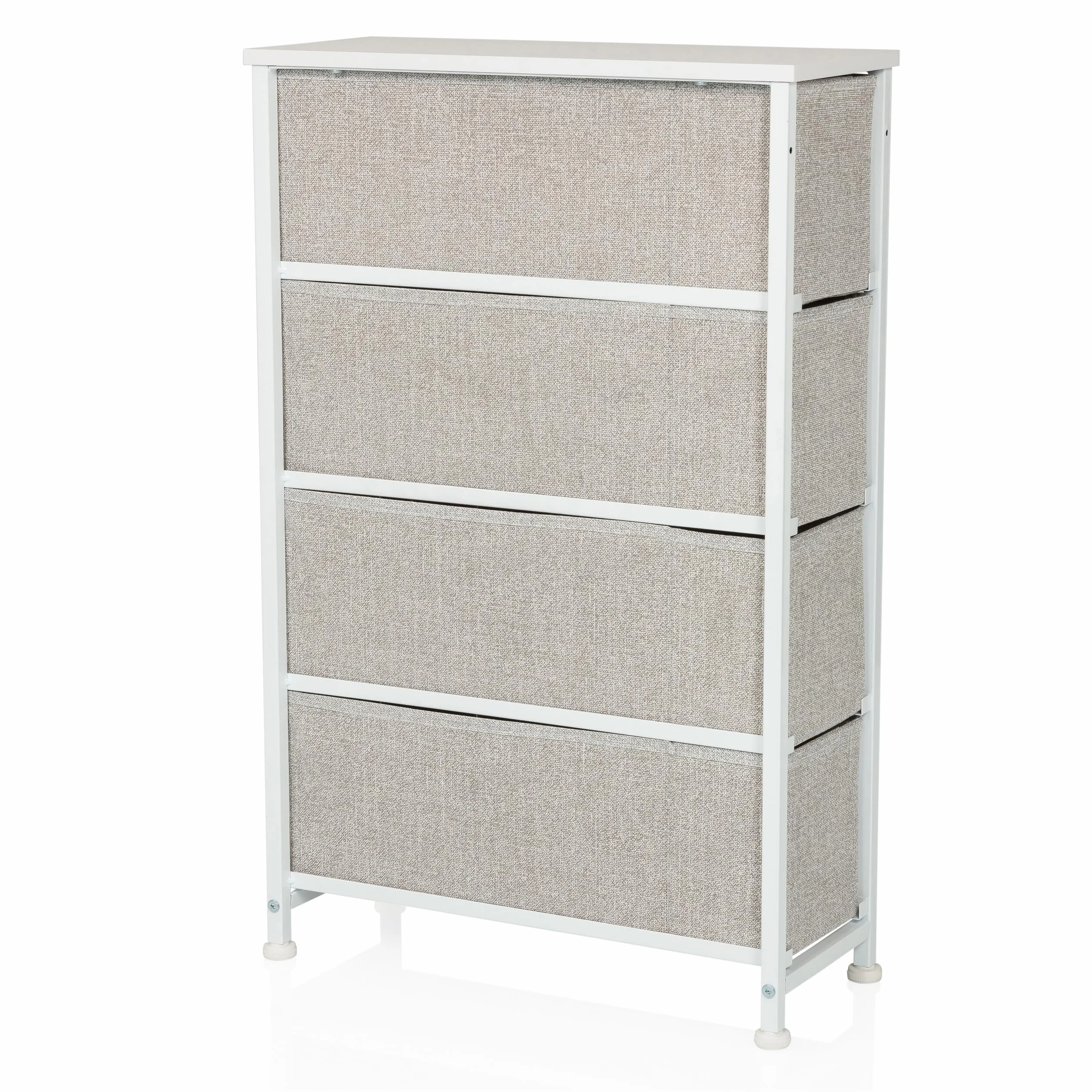 Komoda z 4 Materiałowymi Szufladami Foldress S 20 x 48 x 76 cm Komoda z Szufladami Organizer, Regulowane Stopki, Metalowa Konstrukcja, Szary