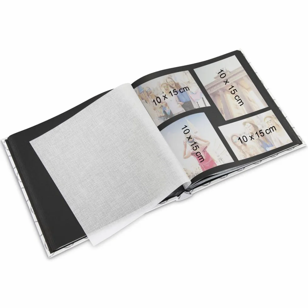 Hama Książkowy album fotograficzny "Jumbo La Fleur" (na wklejki, czarne kartki, maks. 400 zdjęć 10x15 cm, rozmiar albumu 30x30cm, pergaminowe przekładki) czarno-biały