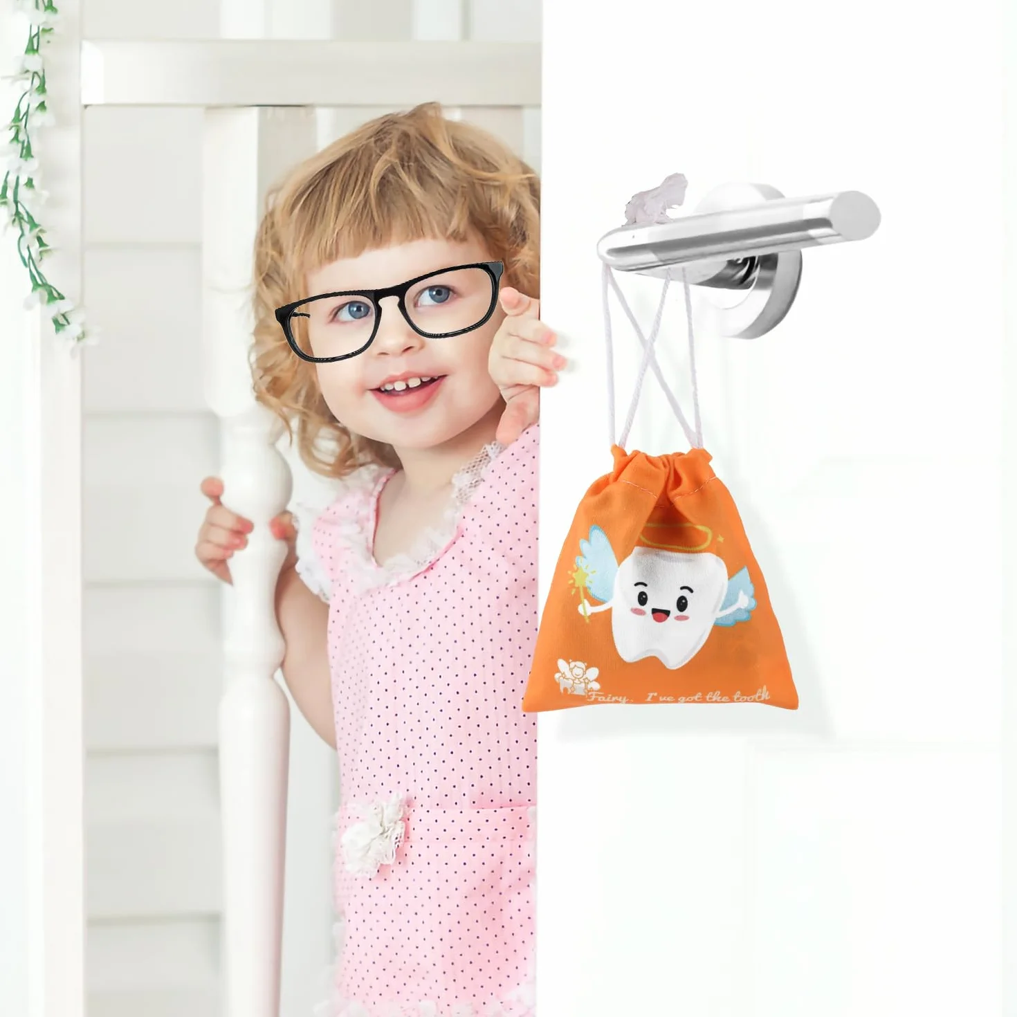 4 Sztuki Torby na Prezenty Wrózki Zebuszki, Smieszne Pojemnik na Zeby Mleczne Uchwyt dla Chlopców i Dziewczat Sznurek Etui na Zeby Prezenty na Pamiatke dla Dzieci Baby Shower Urodziny