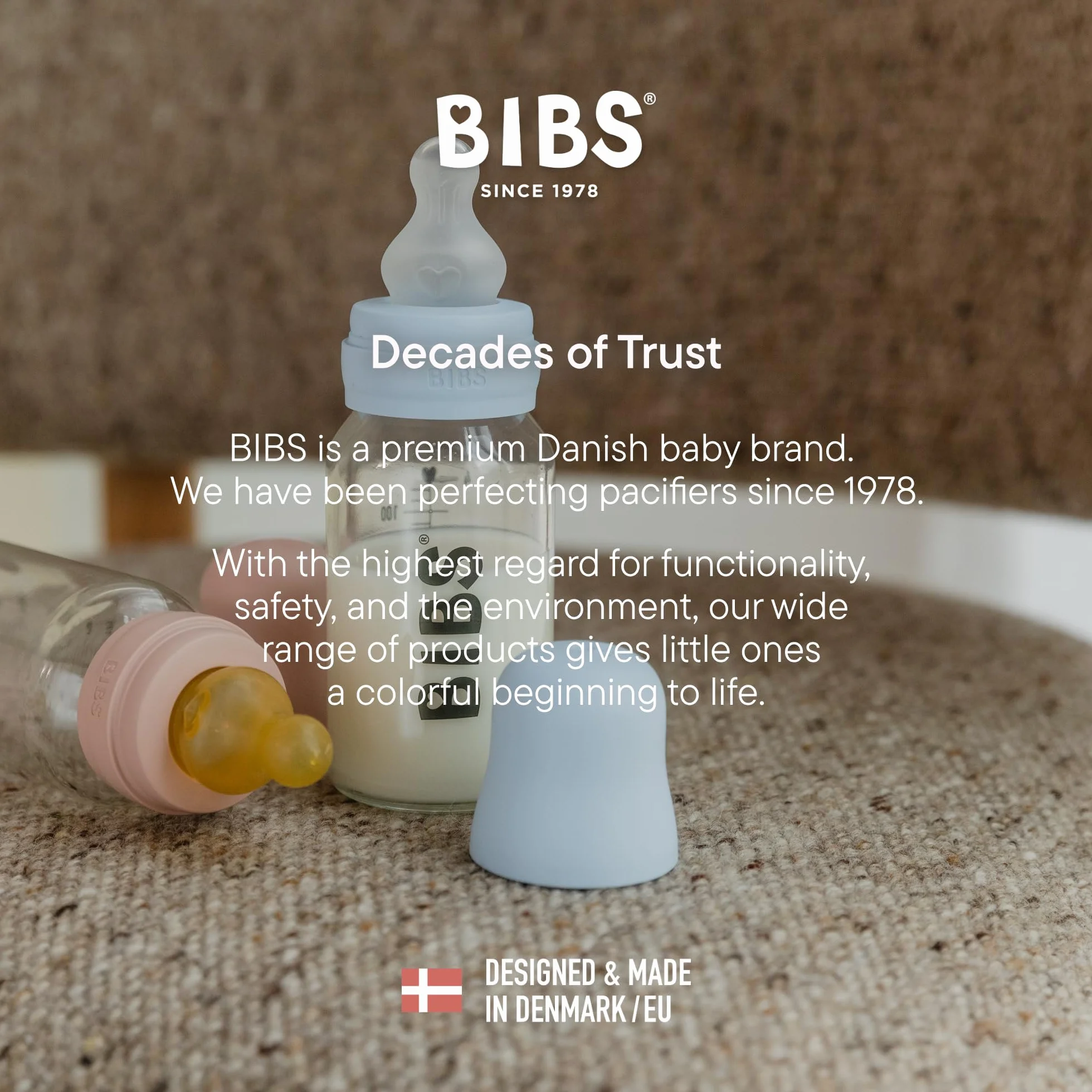 BIBS Butelka dla niemowląt 150 ml. Smoczek z naturalnego kauczuku - zestaw butelek dla niemowląt. Antykolka. Nie zawiera BPA. Przeciwdziała kolce. Wolny przepływ. Lekki i łatwy do czyszczenia.