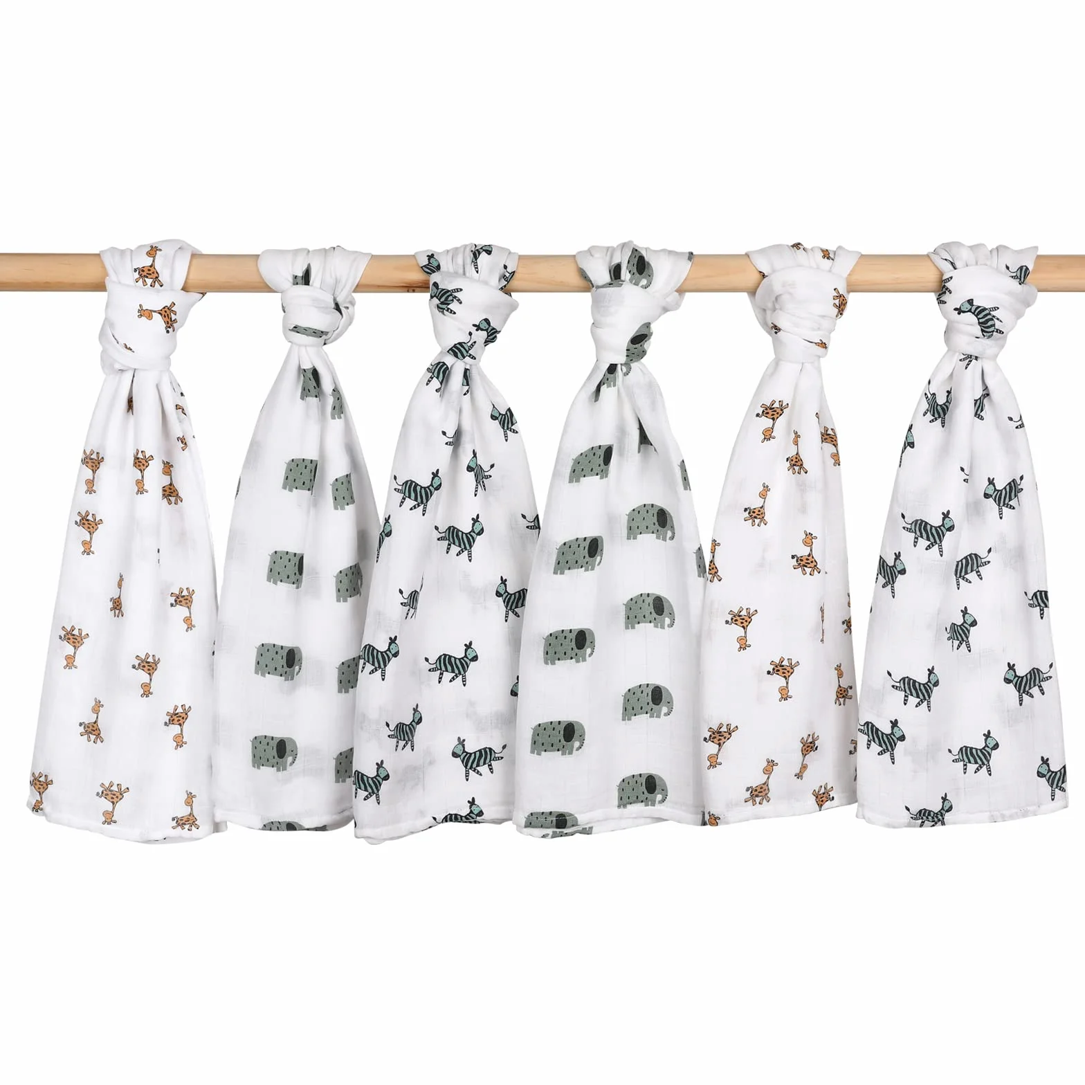 GLLQUEN BABY Zestaw 6 szyfon z bawełny organicznej, 70 x 70 cm Kwadraty szyfonowe uniwersalne: Koc do owijania, śliniaczek, bardzo miękki, oddychający, prezent z okazji narodzin dziewczynki i chłopca
