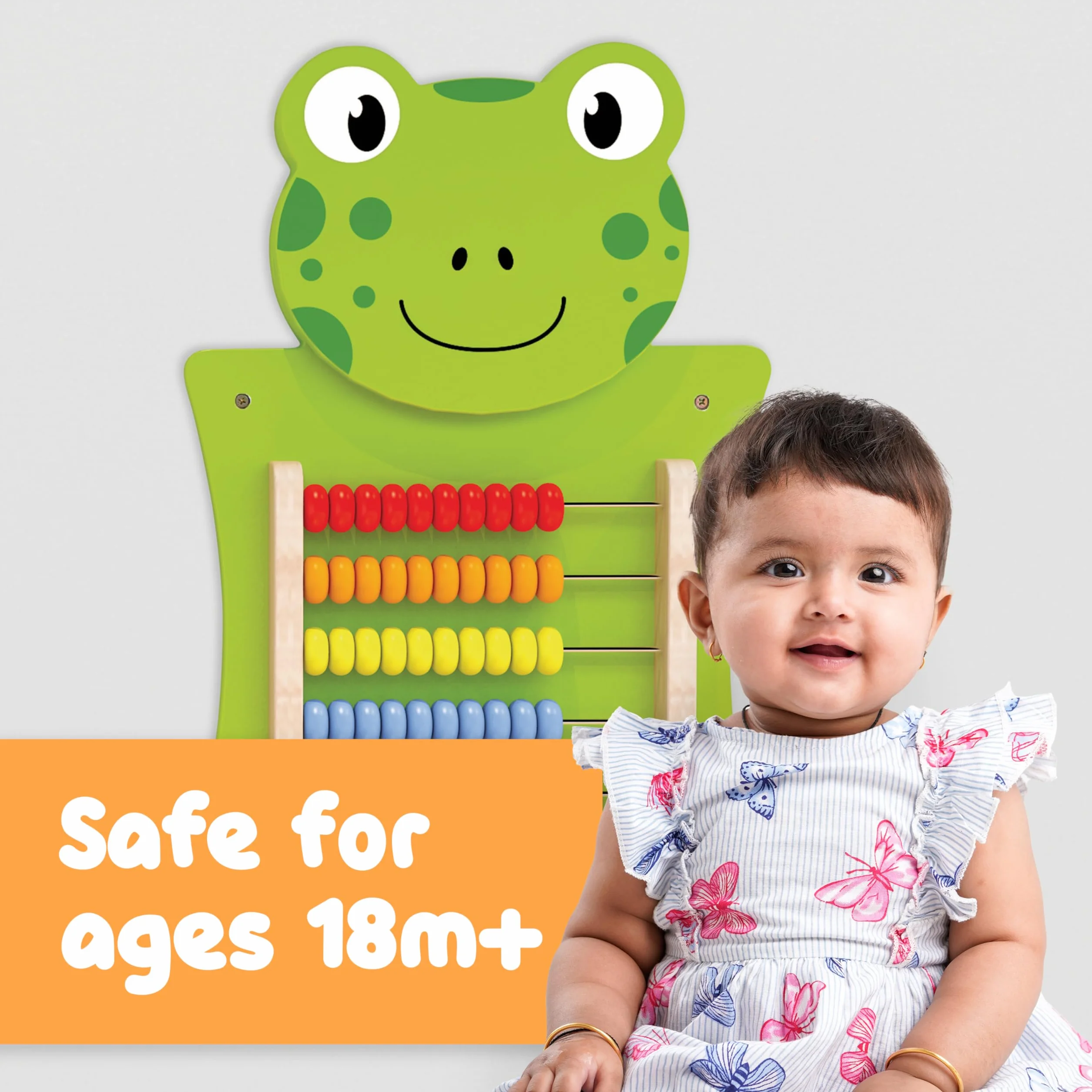 LEARNING ADVANTAGE Frog Activity Wall Panel - Centrum aktywności dla maluchów - zabawka dla dzieci w wieku 18 m + - dekoracja do sypialni i obszarów zabaw