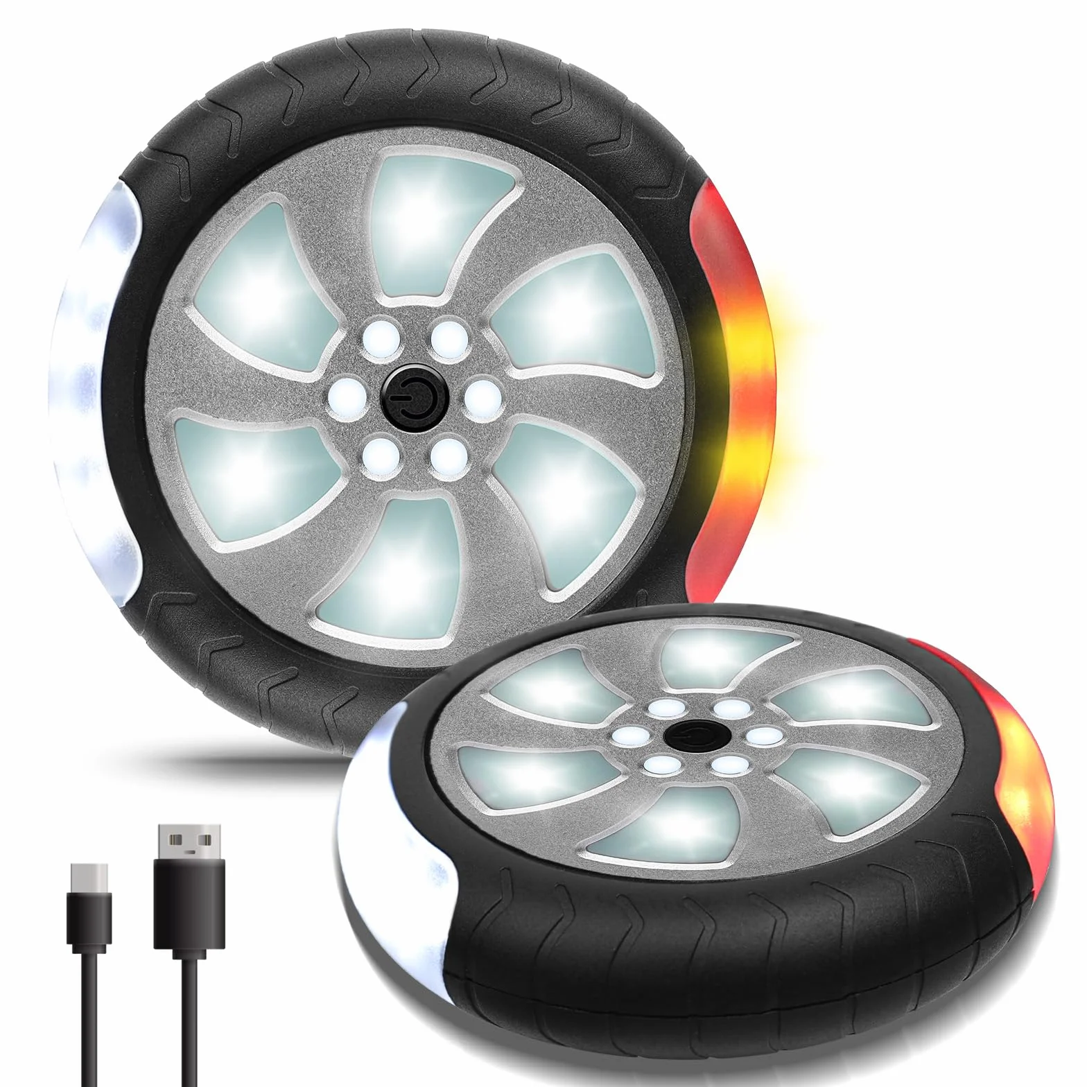 Oświetlenie do wózka dziecięcego z 2 efektami świetlnymi, 18 diod LED, oświetlenie wózka dziecięcego, wodoodporne, z zapięciem na rzepy i baterią, akcesoria do wózka dziecięcego (2 sztuki)