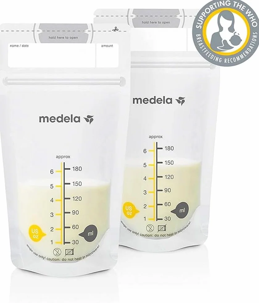 Medela Set of 180 ml Breast Milk Storage Bags - Pack of 50 BPA-free breast milk collection pouches with double zip, quick freeze and thaw