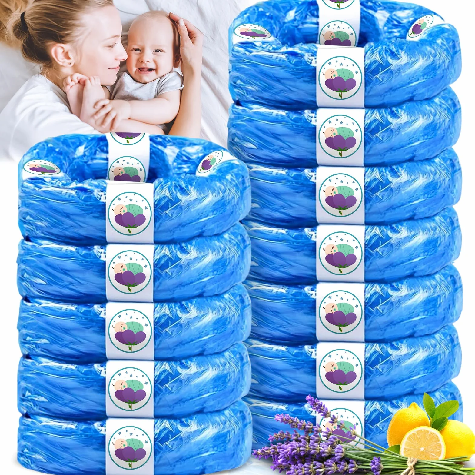 zestaw 12 wkładów do kosza na pieluchy, 4,5 m folii, kompatybilne z Tommee Tippee Twist & Click, Sangenic Tec, Simplee, materiał EVOH, bezzapachowe i ekologiczne