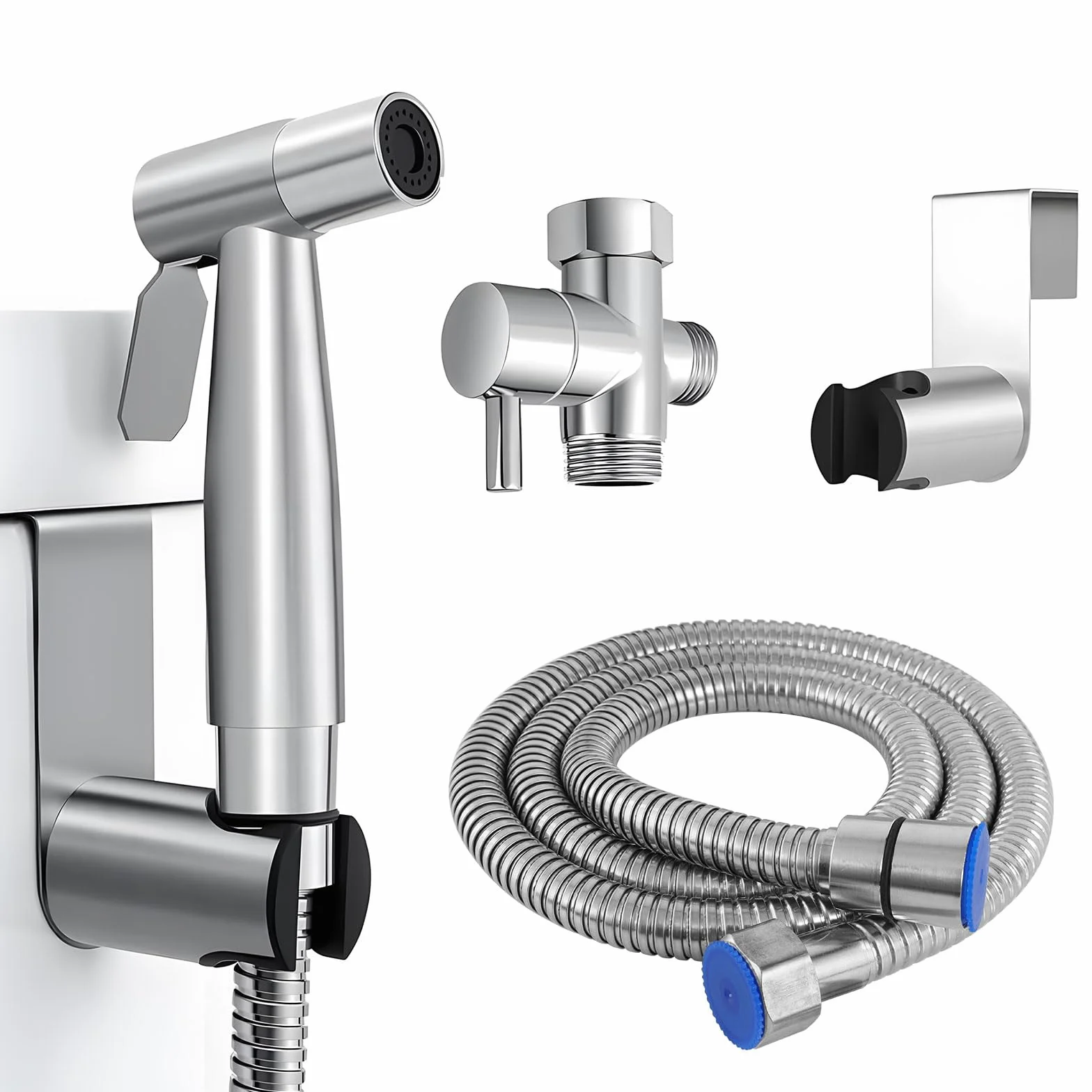 Bidet słuchawka prysznicowa zestaw do higieny osobistej, ręczny opryskiwacz ze stali nierdzewnej z wężem 1,5 m, rozpylacz pieluszek dla niemowląt, regulowany pistolet natryskowy