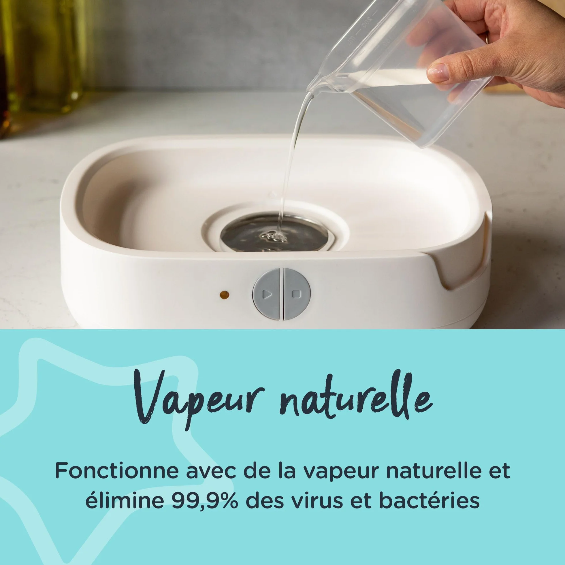 Tommee Tippee Advanced do butelek, Elektryczny sterylizator parowy, zabija wirusy* i 99,9% bakterii, 5-minutowy cykl sterylizacji, biały