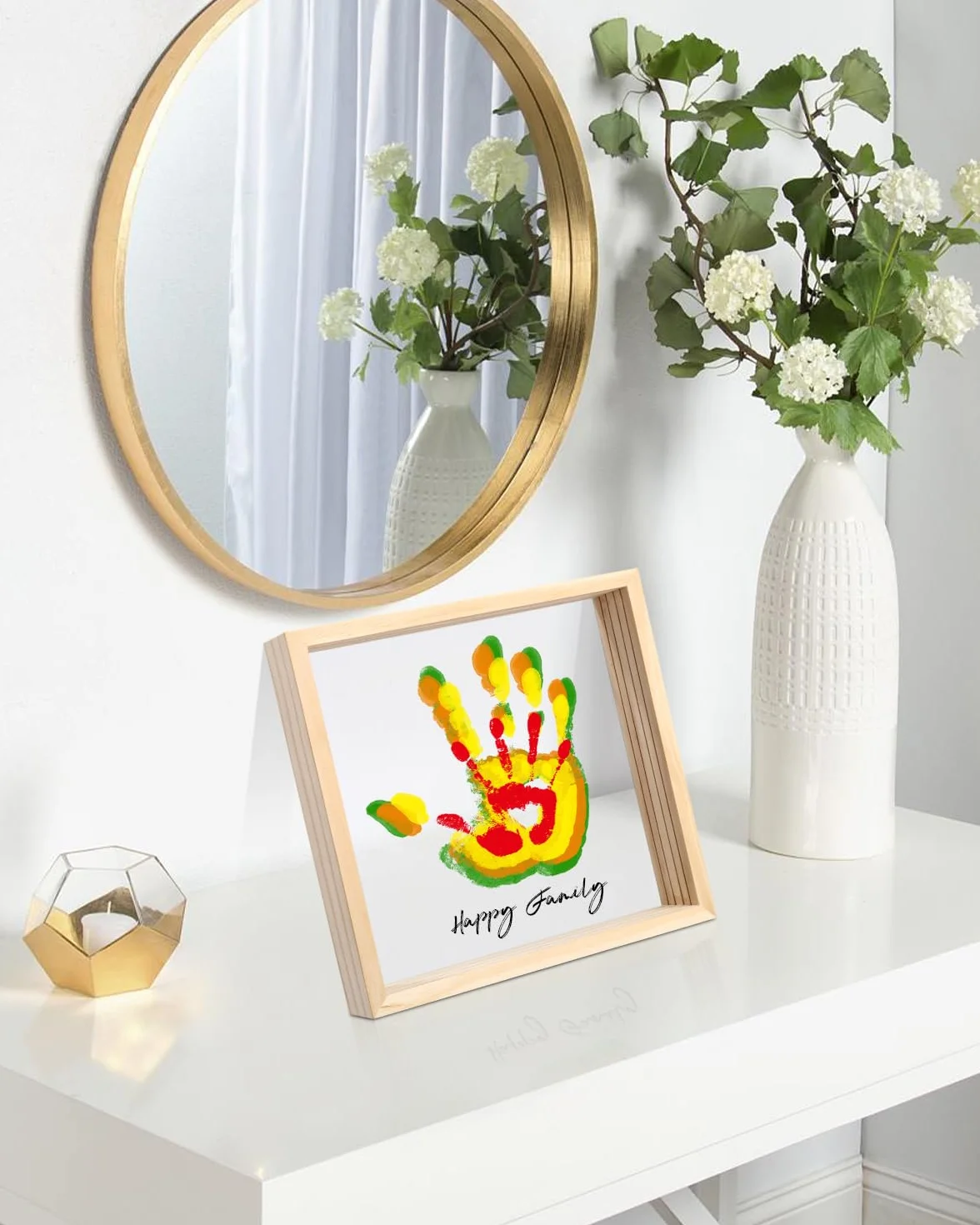 Przezroczysta Rodzinna Ramka na Odcisk Dłoni,Rodzinny Zestaw do Ręcznego Nadruku,Ramka na Odcisk Dłoni dla Dzieci,DIY Pamiątka Drewniana,Dekoracja Domu,Prezent dla Nowych i Przyszłych Rodziców