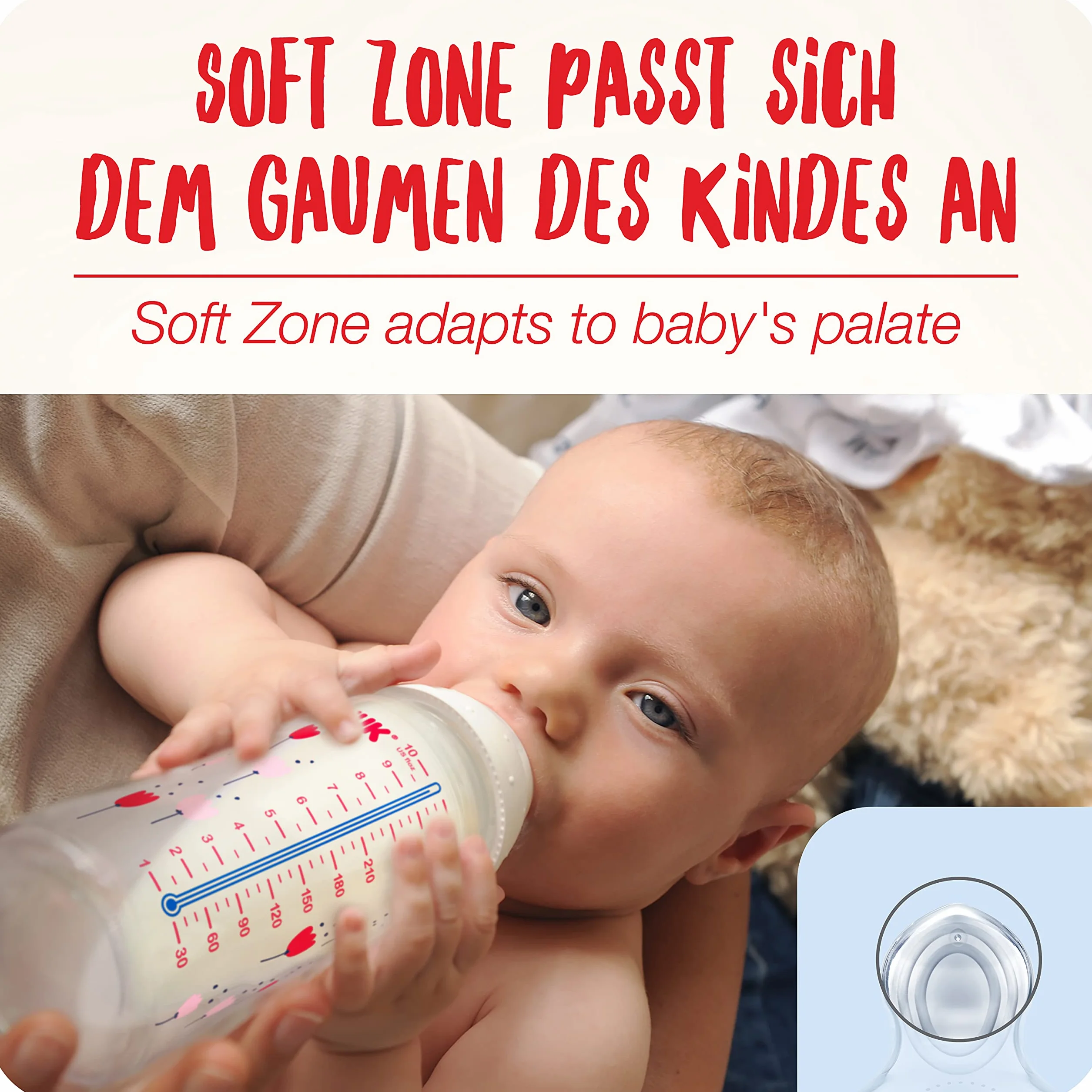 NUK First Choice+ Zestaw początkowy butelek dla niemowląt | 0–6 miesięcy | 4 butelki ze wskaźnikiem kontroli temperatury i skrzynka na butelki | Otwór antykolkowy | Bez BPA | Kubuś Puchatek, Disney