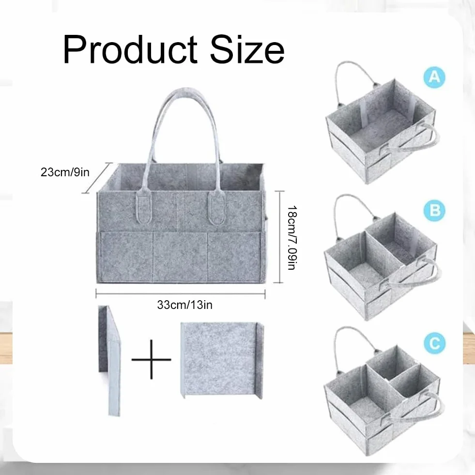 Organizer na pieluchy,Organizer na Pieluchy dla Niemowląt,przenośna torba filcowa z przegródkami,Niezbędny pojemnik na pieluchy dla noworodka,do przewijania,gryzaki,pieluchy,śliniaczek,kosz na