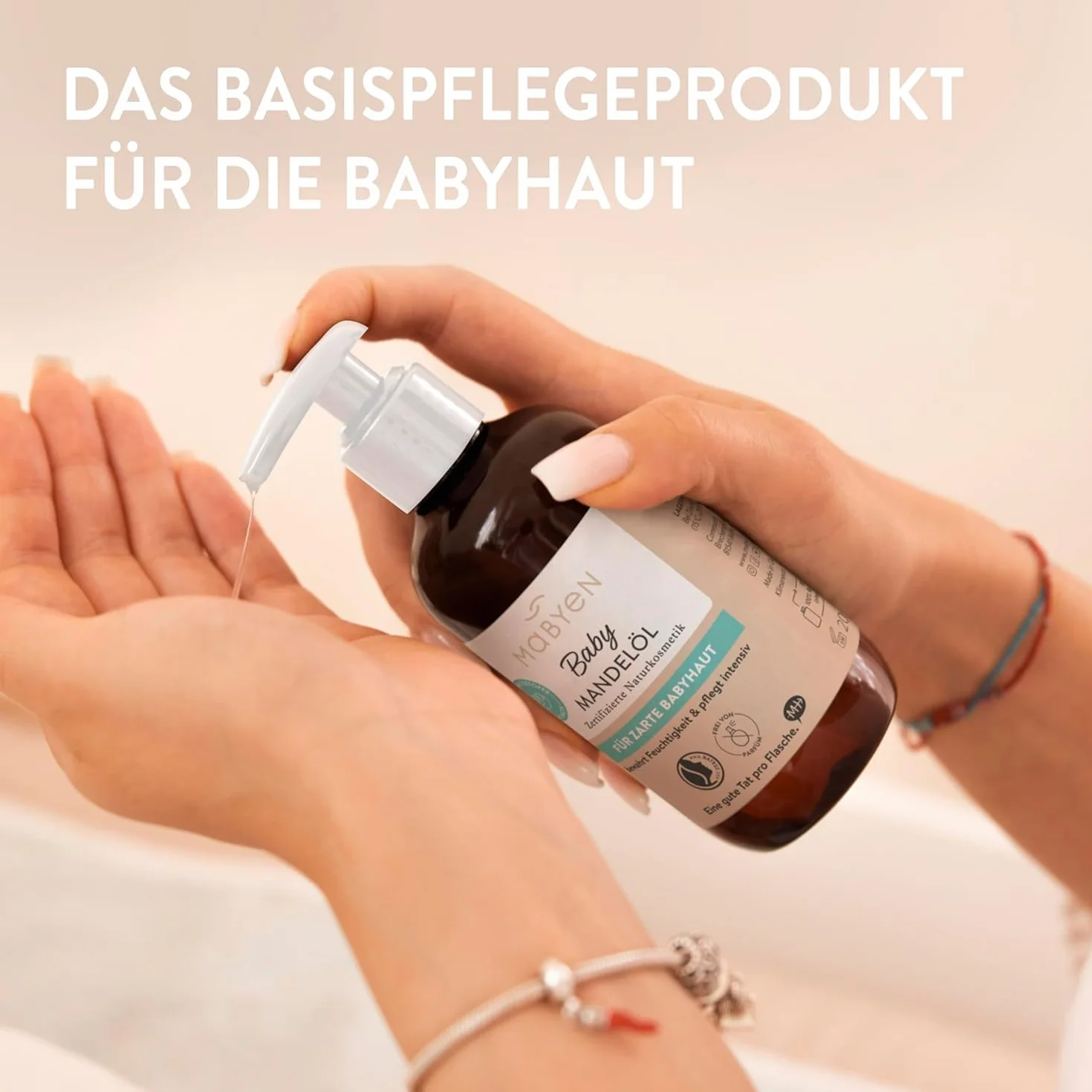 MABYEN Bio Baby Olej Migdałowy 200ml | Wegański, bez zapachu, kosmetyki naturalne - Olej migdałowy dla niemowląt idealny do pielęgnacji dziecka i jako olejek do masażu niemowląt - w praktycznej butelc