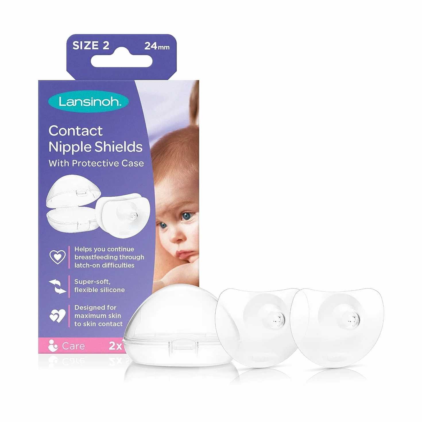 Lansinoh Contact Nipple Shields with Case (24mm Large)