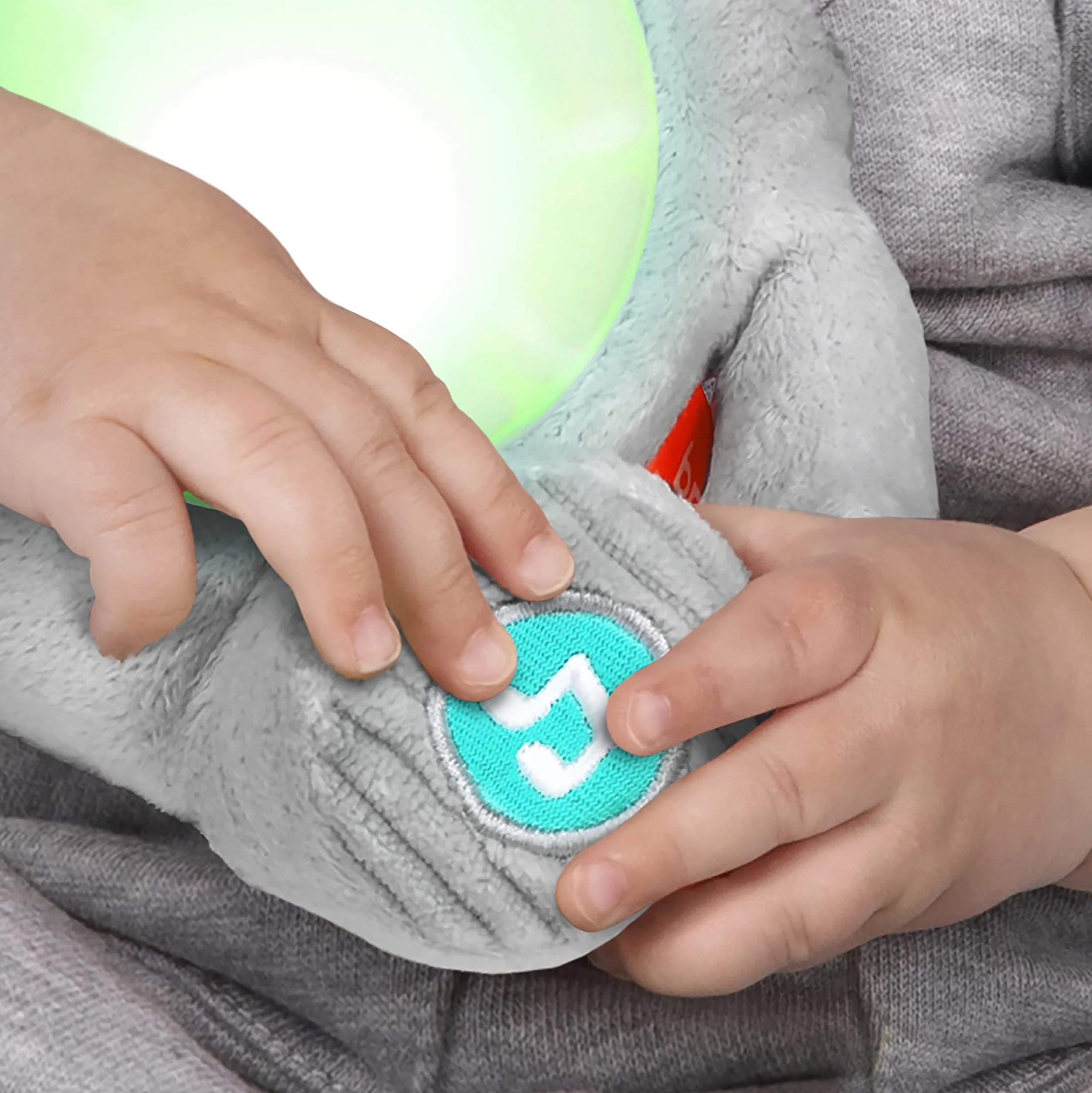 Bright Starts, Hug-a-bye przytulanka dla niemowląt, słoń z lampkami, melodiami, różnymi teksturami i wieloma innymi, wielokolorowe