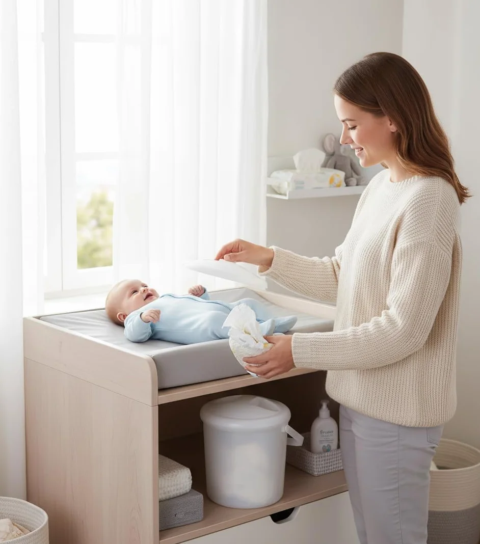 Rotho Babydesign Pojemnik na zużyte pieluszki,10 l, Od urodzenia, Bella Bambina, Biały, 200210001