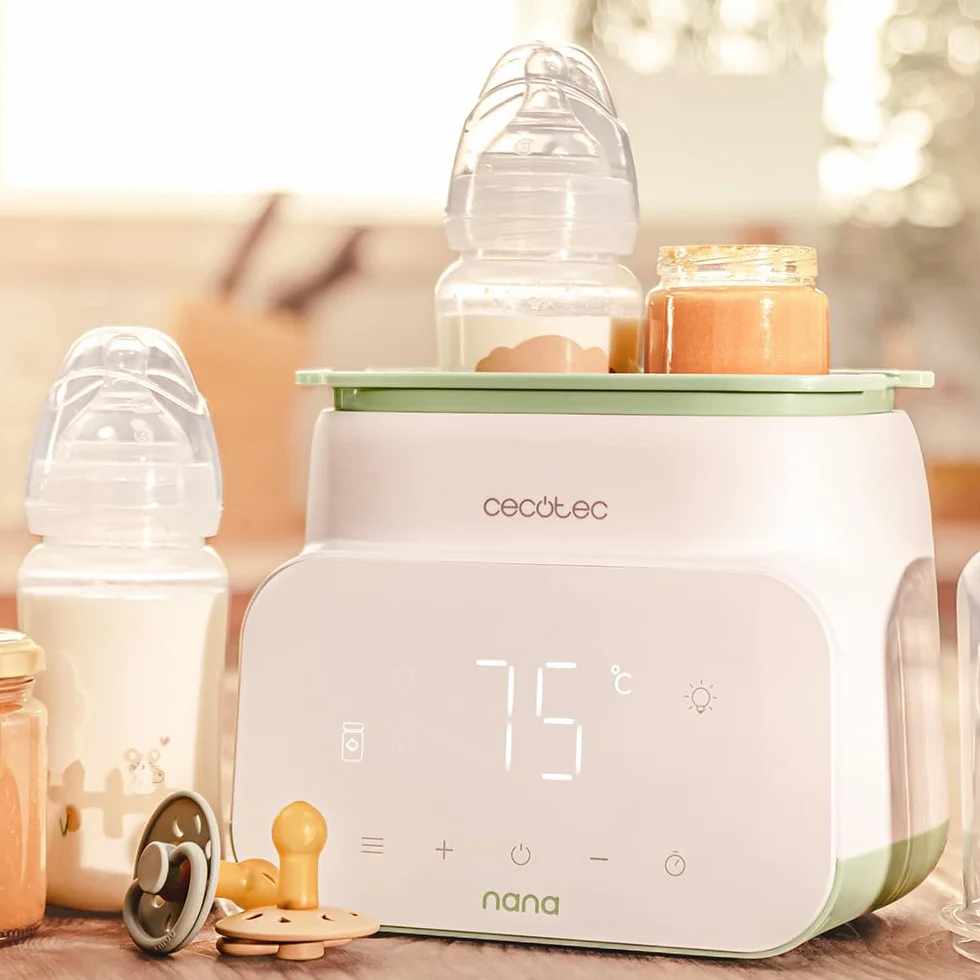 Cecotec Sterylizator do butelek Nana BabyCare Double BottleWarmer, 4 tryby, kosz na butelkę, nie zawiera BPA, bezpieczny do przechowywania wody, mleka i żywności