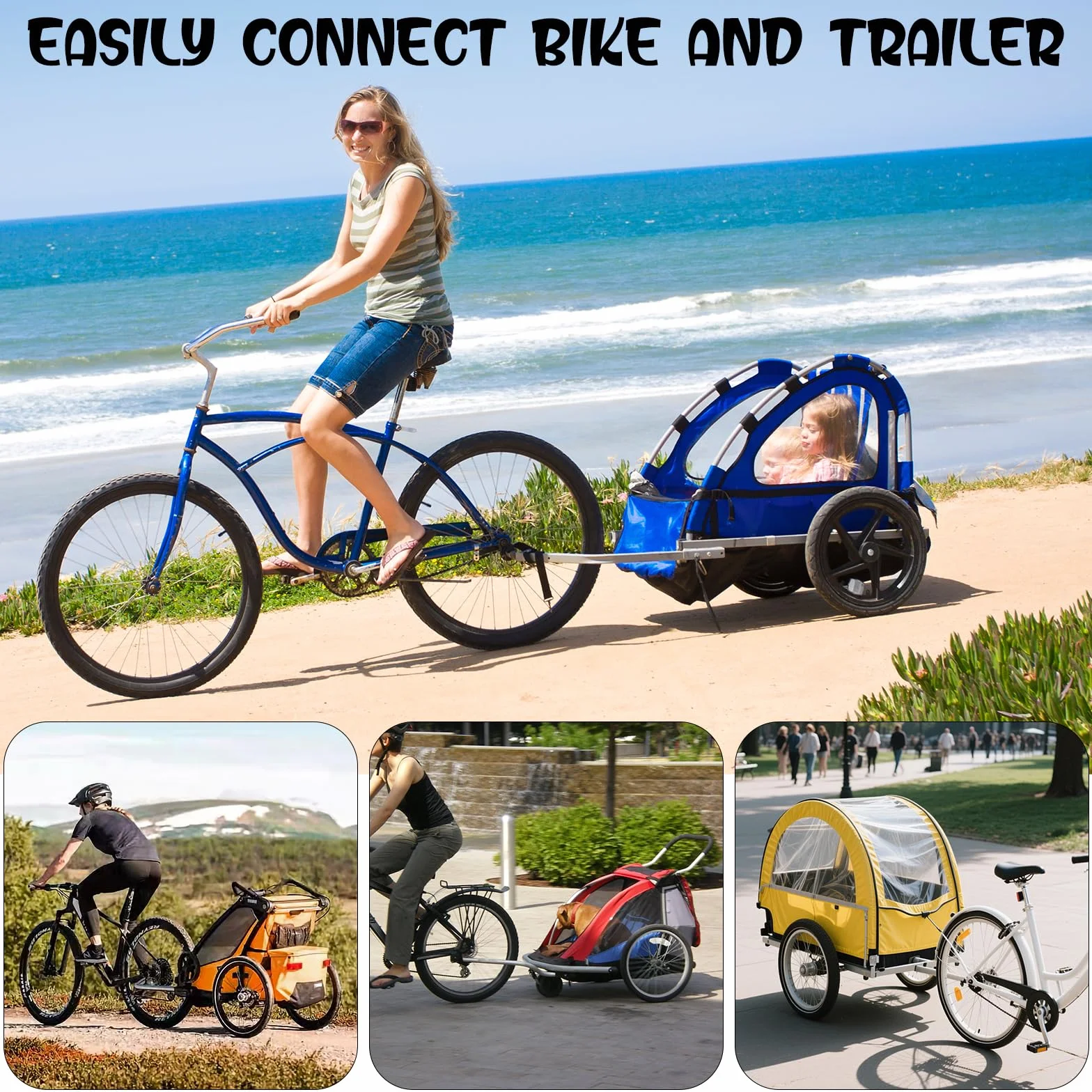 Hak holowniczy do rowerów, NlsqEU hak holowniczy do przyczep rowerowych, sprzęg do przyczep rowerowych, szybki złącze do przyczep rowerowych, do codziennego transportu, na zewnątrz