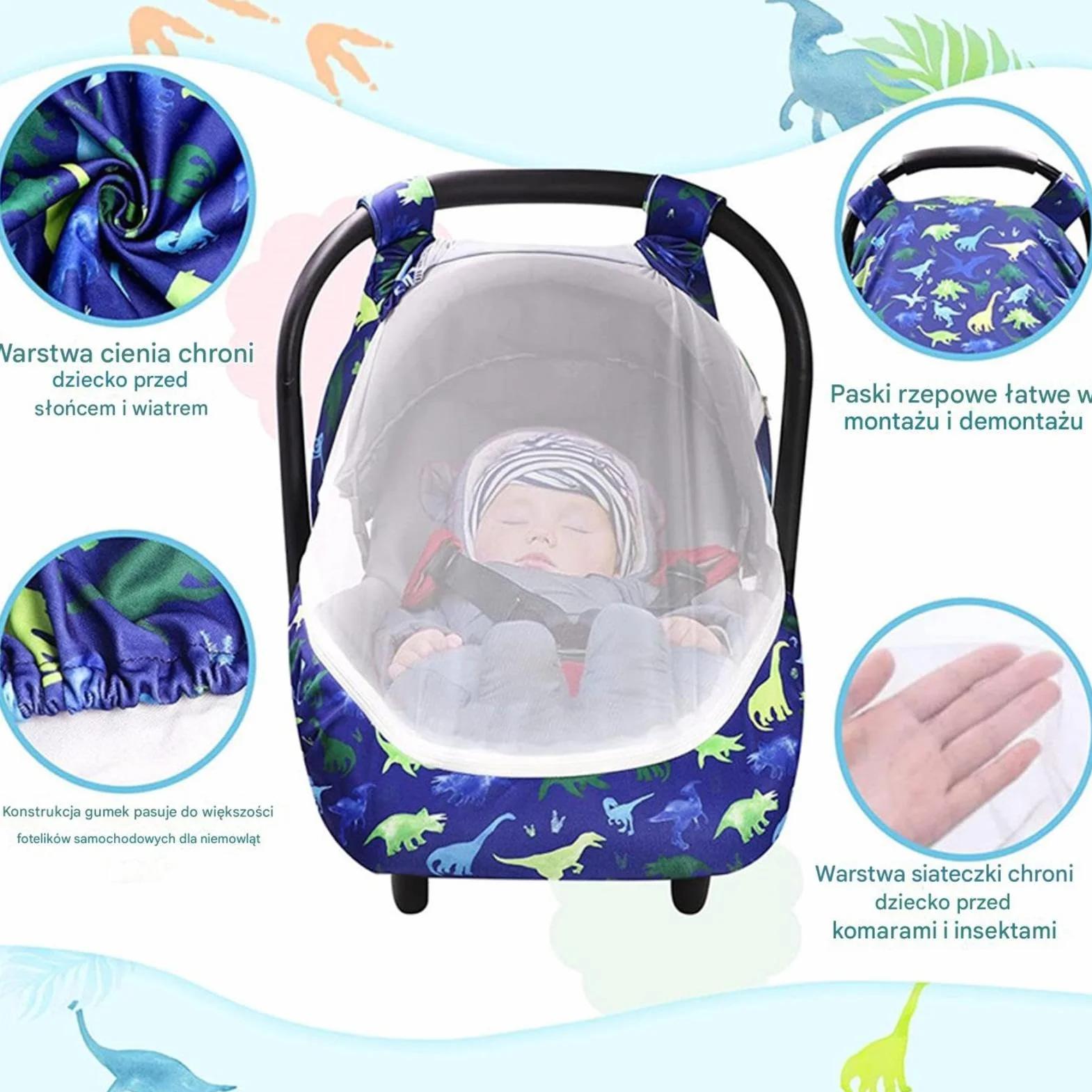 Kids Car Seat Cover, Travel Carrier Canopy, Kick Proof Protection, Double Layer Window Design, Soft & Breathable, Perfect for Boys, Girls, and Children Comfort