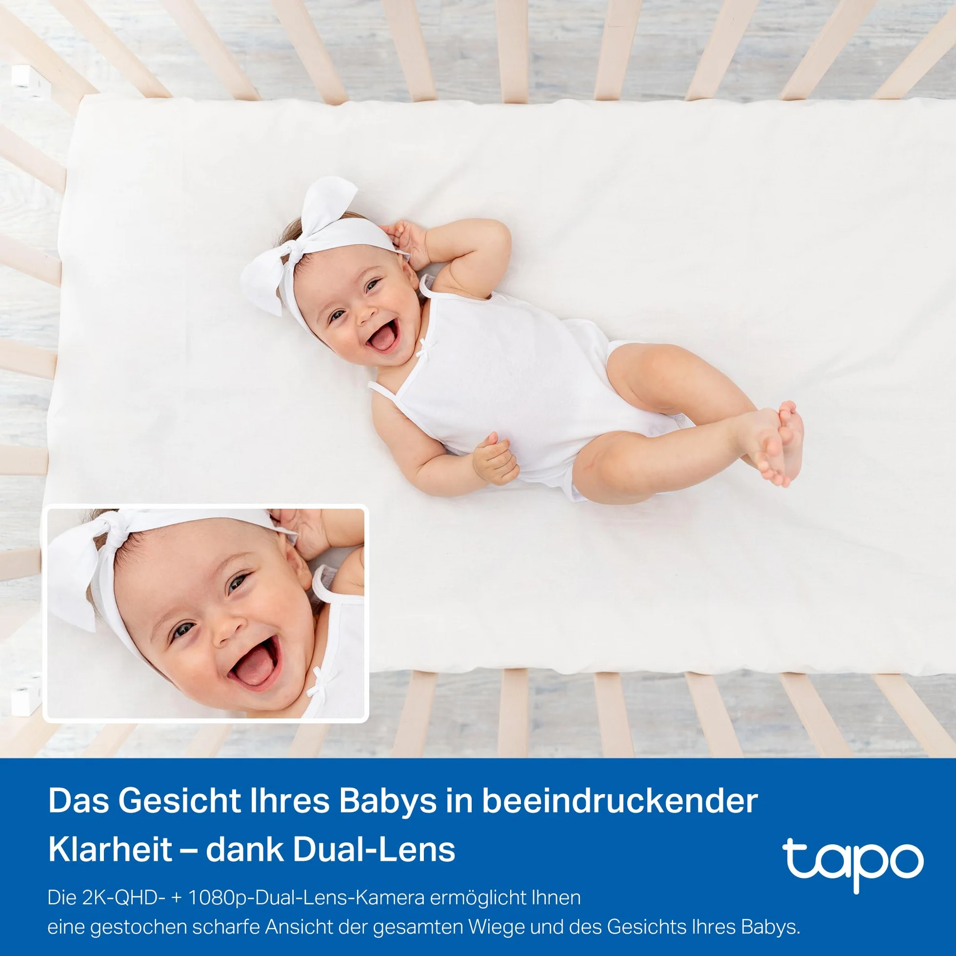 Tapo C840 BabyCam podwójny obiektyw (kompatybilny z Apple Home, wykrywanie krzyków i zakrytej twarzy, analiza i raport snu, kołysanki i biały szum, lampka nocna, karta microSD do 512 GB)