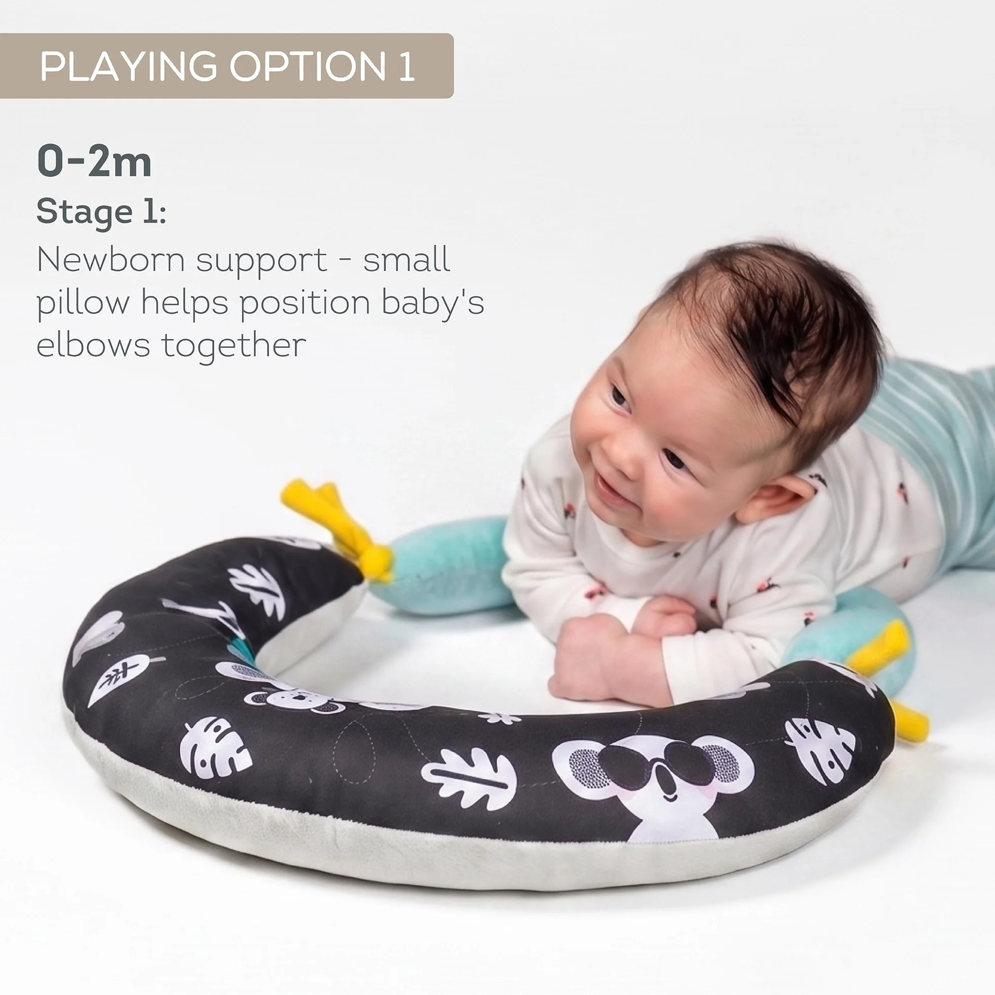 Taf Toys 2 in 1 Tummy Time Developmental Pillow. Multi-use Super Soft Comfy Newborn Baby Nursery Support Pillow. Helps Strengthen Baby's Core & Neck Muscles. Suitable for Boys & Girls from Birth