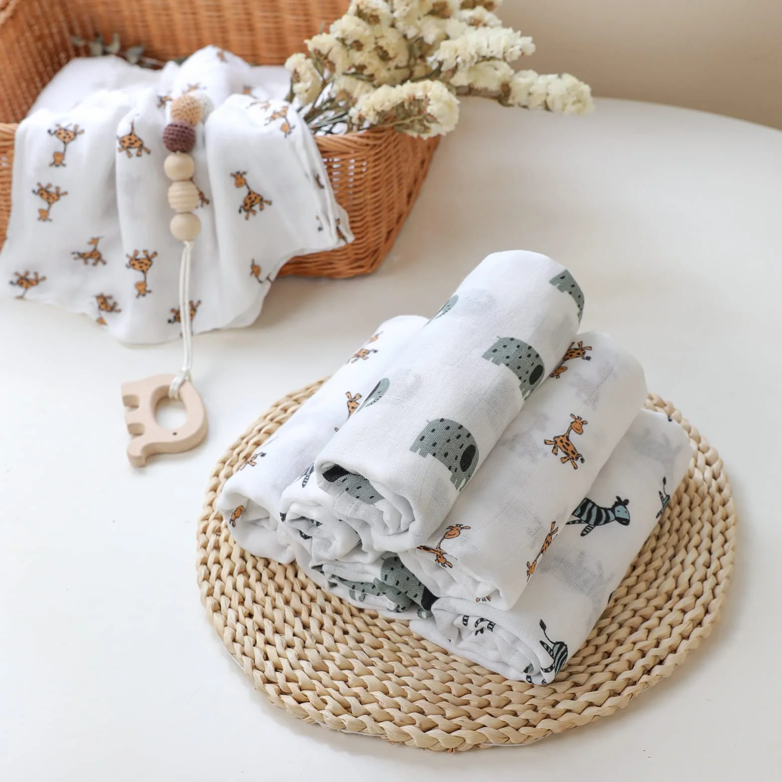 GLLQUEN BABY Zestaw 6 szyfon z bawełny organicznej, 70 x 70 cm Kwadraty szyfonowe uniwersalne: Koc do owijania, śliniaczek, bardzo miękki, oddychający, prezent z okazji narodzin dziewczynki i chłopca